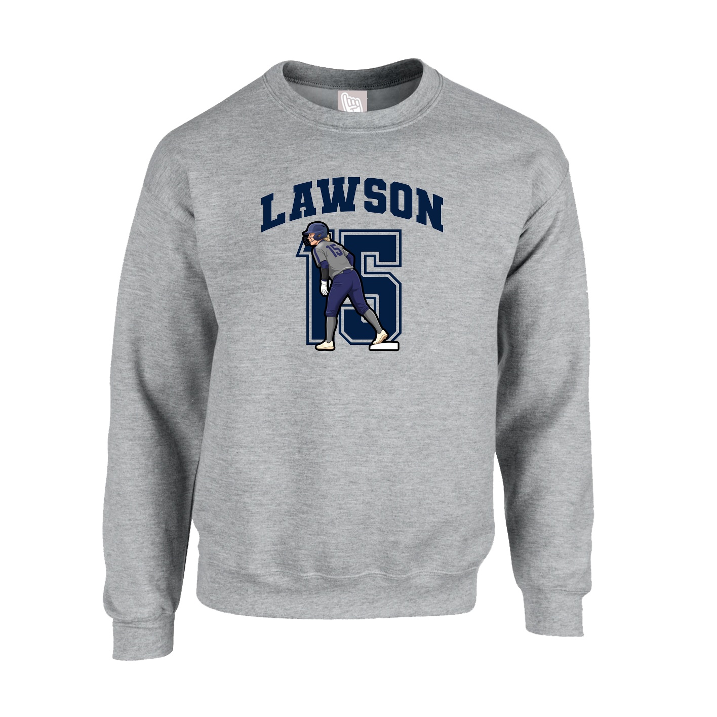 Fleece Crew — Number in Grey
