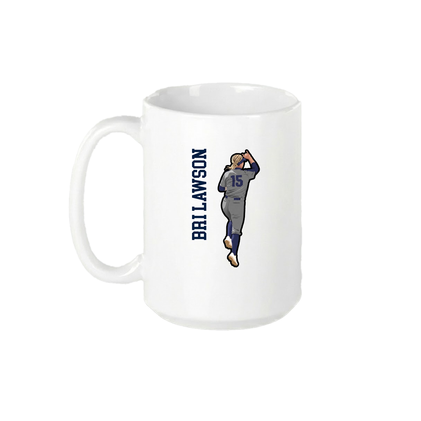 15oz Coffee Mug — Name Vertical in White