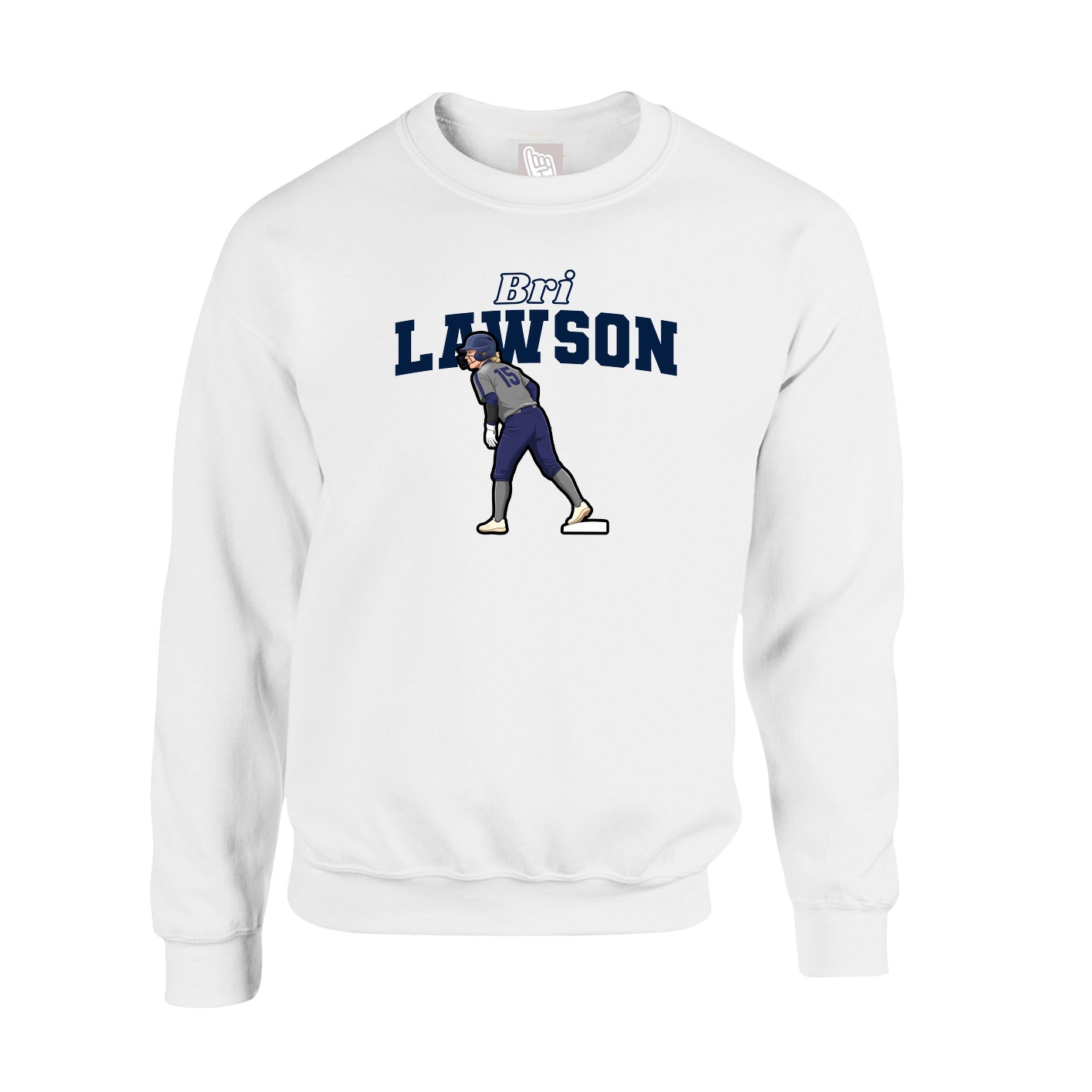 Fleece Crew — Name Arch in White