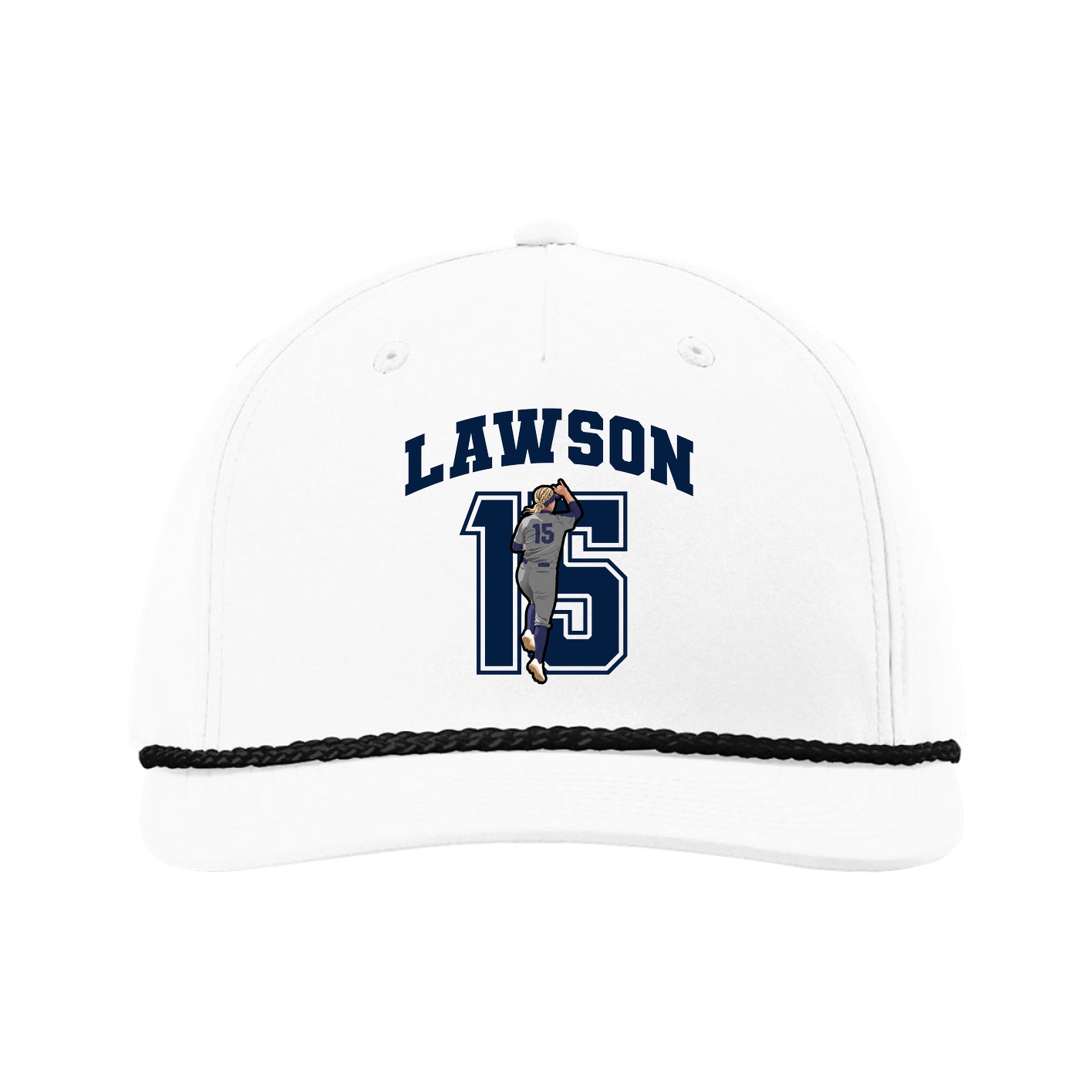 Five-Panel Classic Rope Cap — Number in White