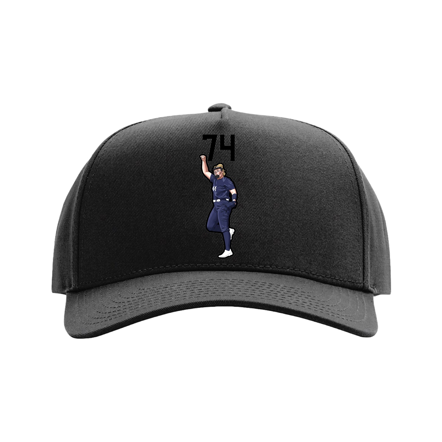 Full Fabric Five-Panel Champ Cap — Number Top in Black