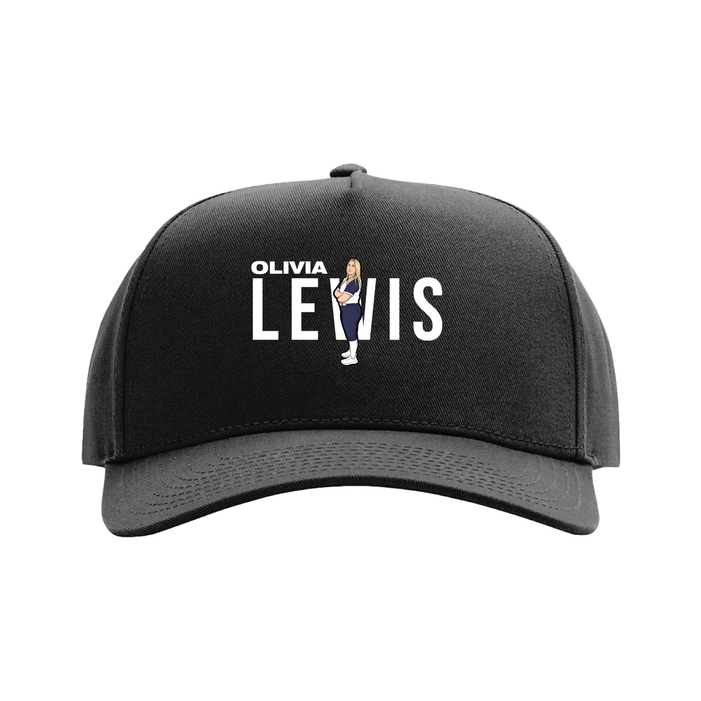 Full Fabric Five-Panel Champ Cap — Player Name in Black