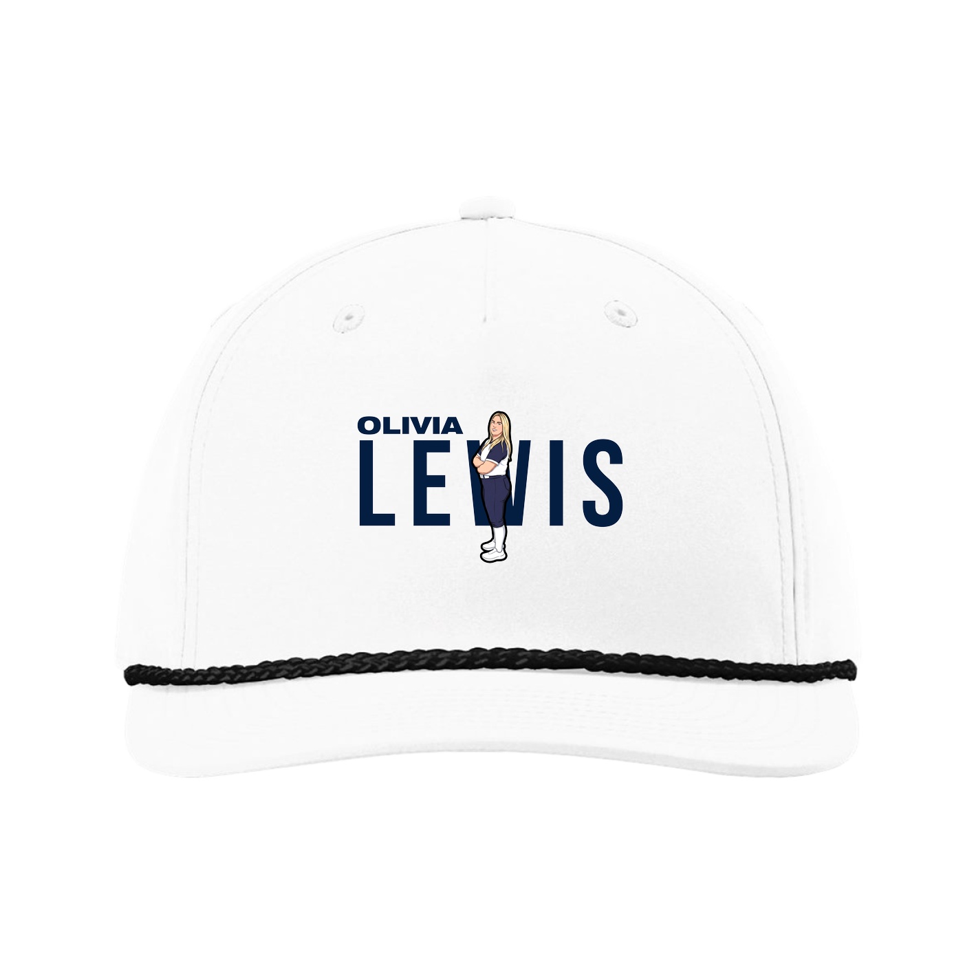 Five-Panel Classic Rope Cap — Player Name in White