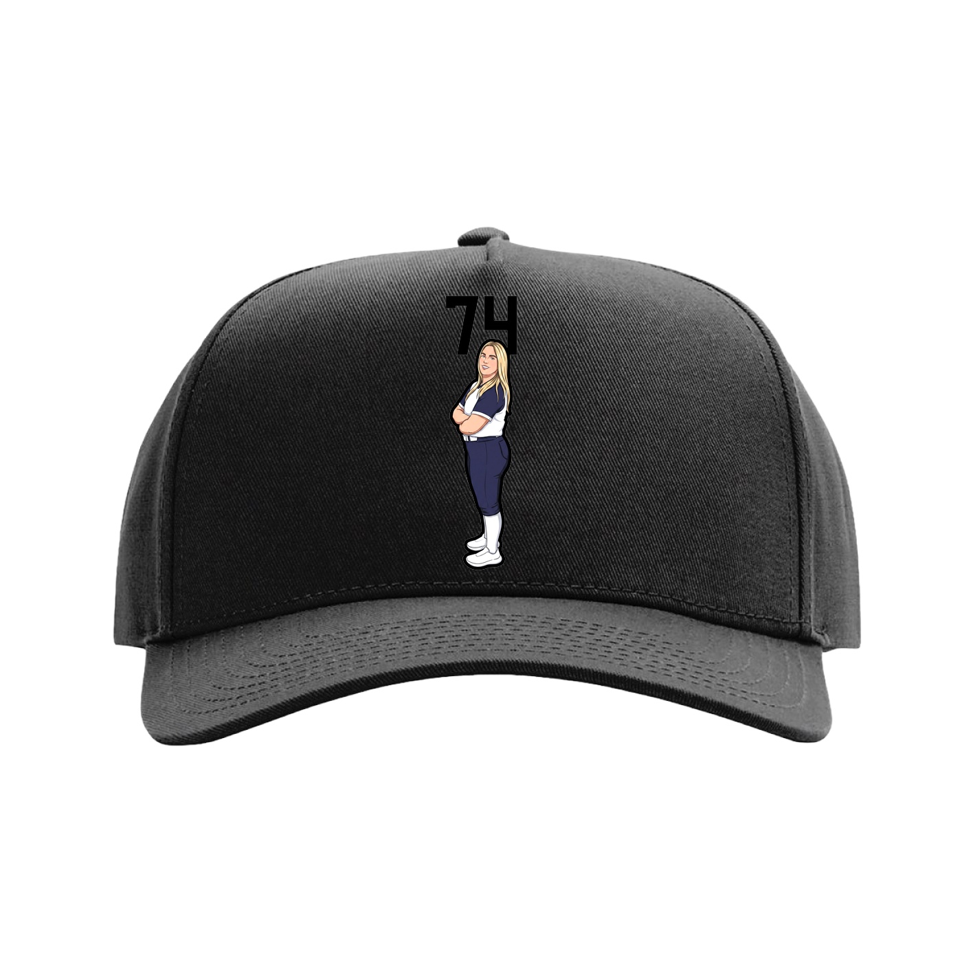 Full Fabric Five-Panel Champ Cap — Number Top in Black
