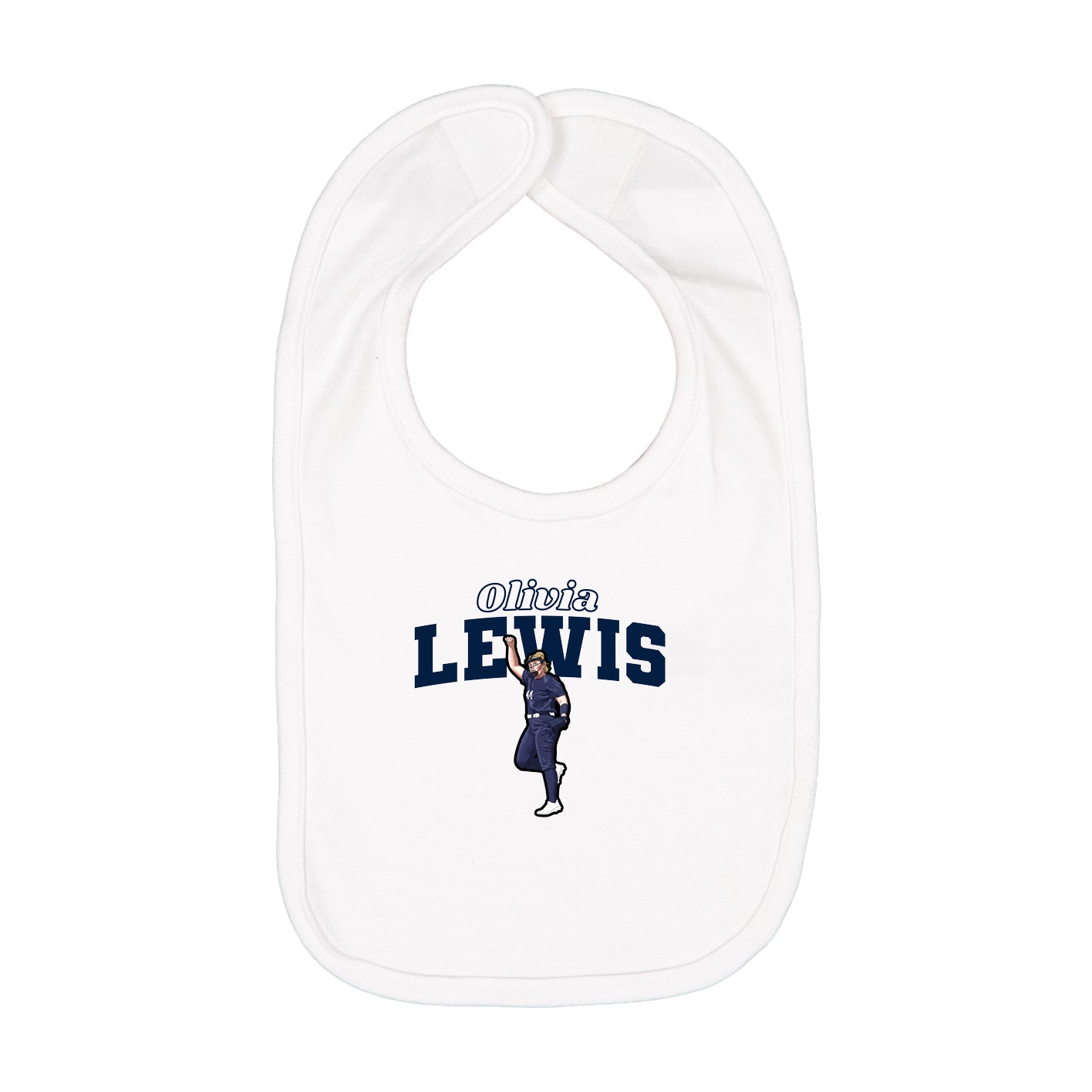Infant Bib — Name Arch in White
