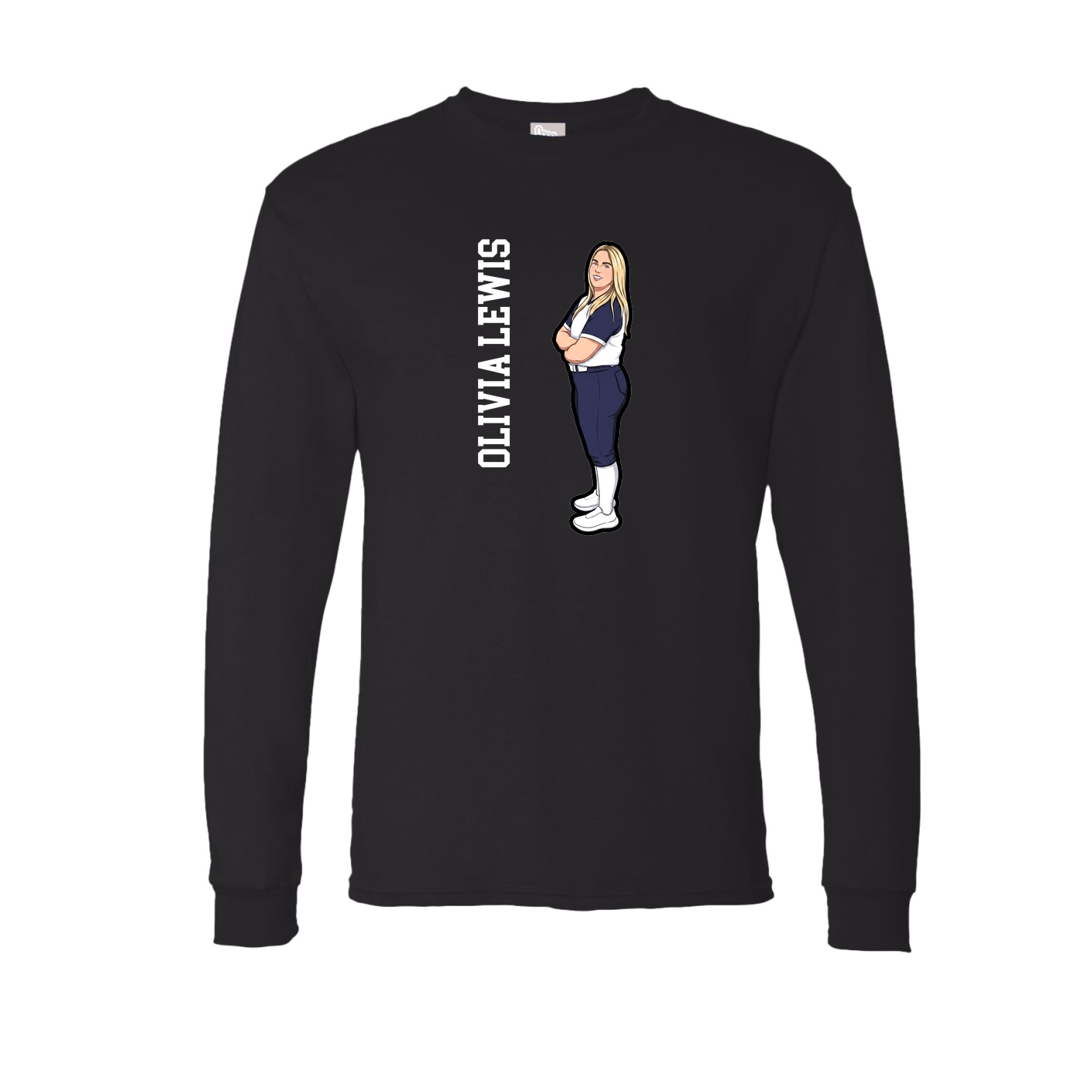 Long Sleeve Tee — Name Vertical in Black
