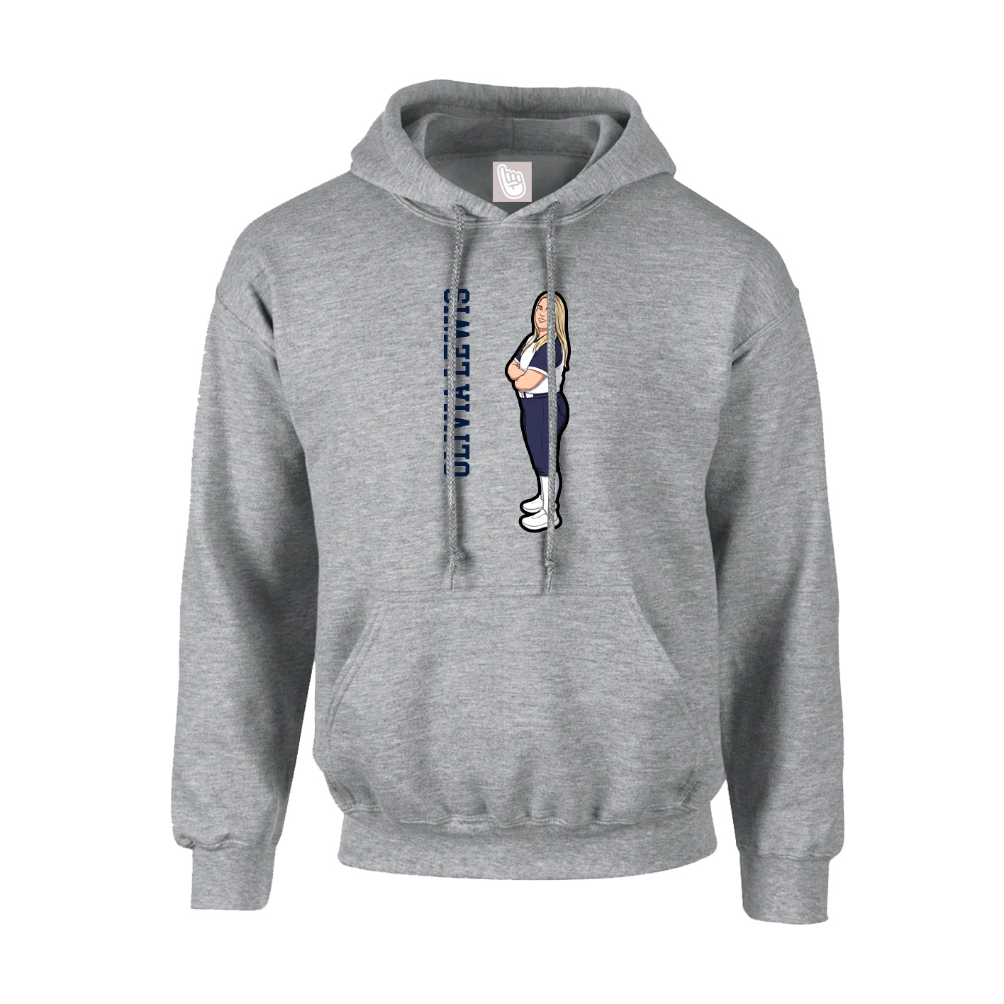 Hoodie — Name Vertical in Grey