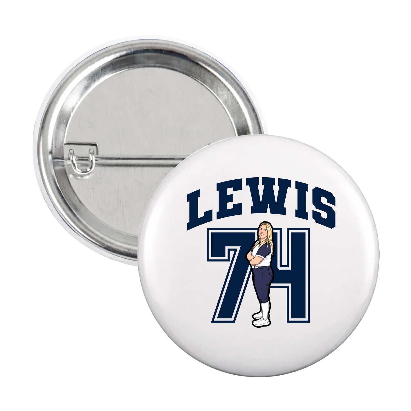 Game Day Button — Number in White