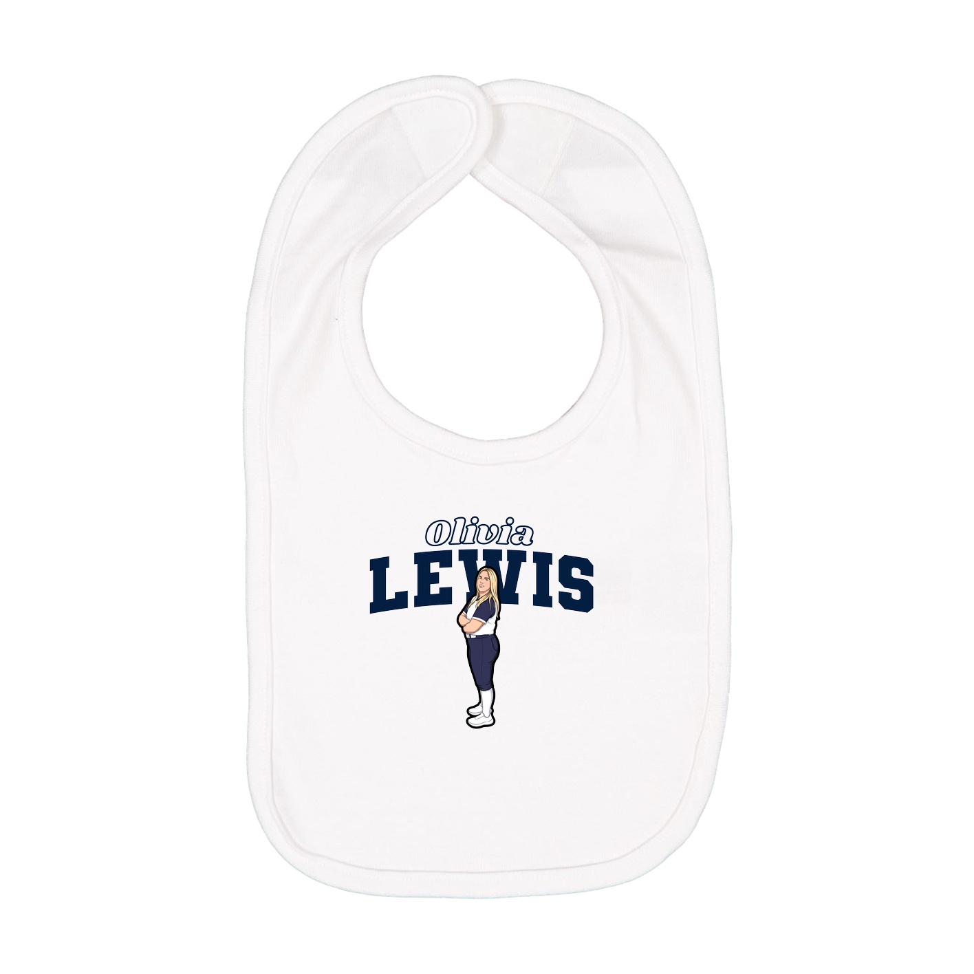 Infant Bib — Name Arch in White
