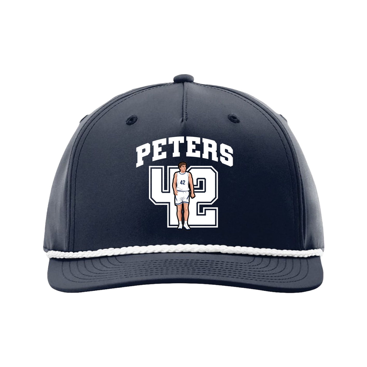 Five-Panel Classic Rope Cap — Number in Navy