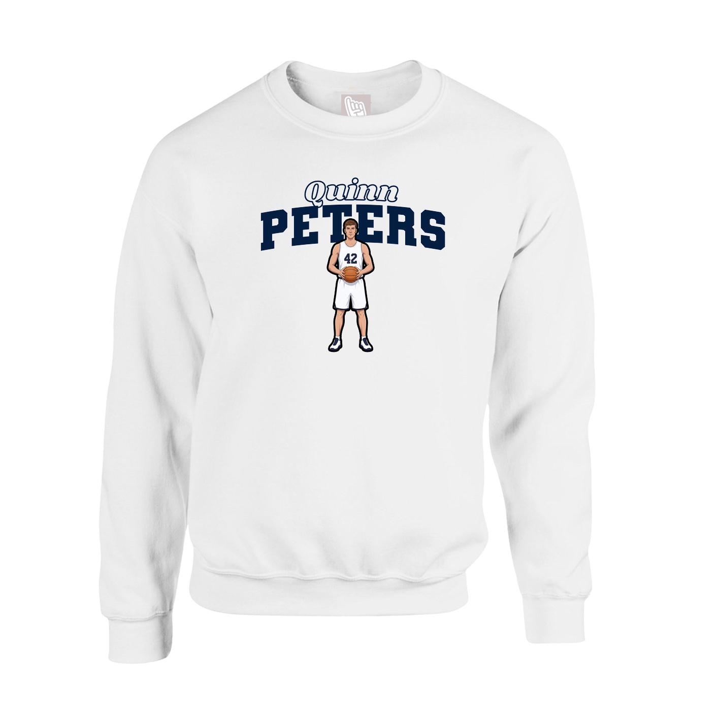 Fleece Crew — Name Arch in White