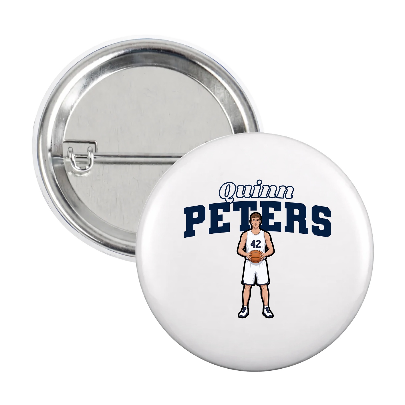 Game Day Button — Name Arch in White