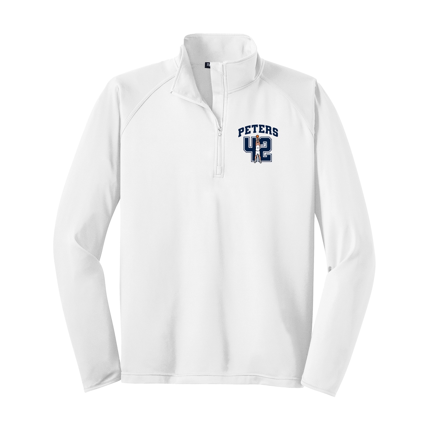 Q-Zip Pullover — Number in White