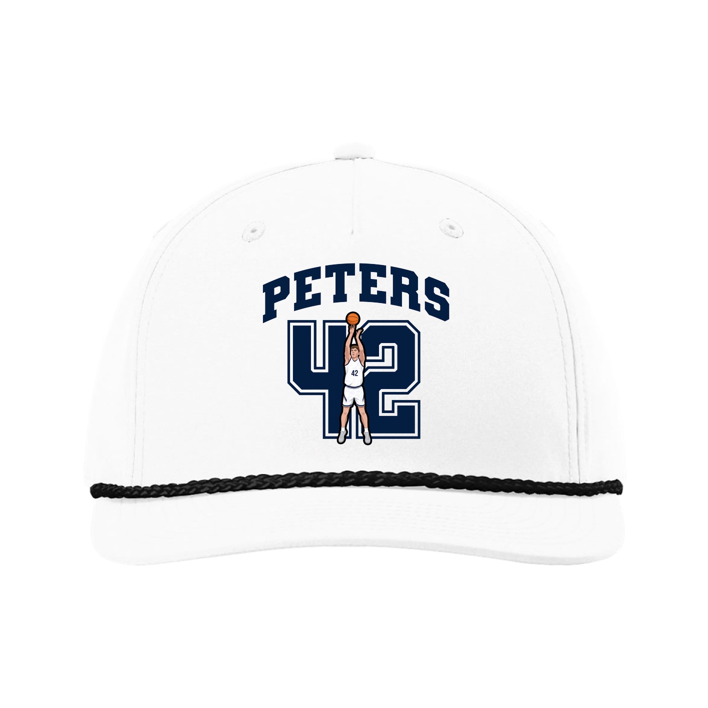 Five-Panel Classic Rope Cap — Number in White