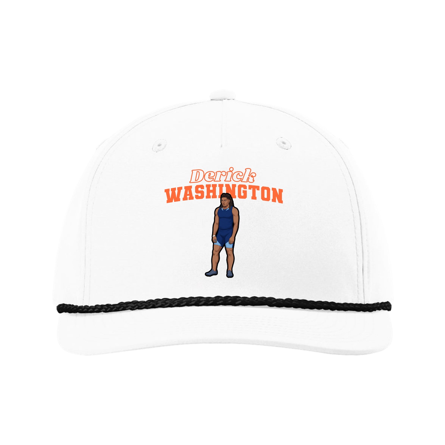 Five-Panel Classic Rope Cap — Name Arch in White