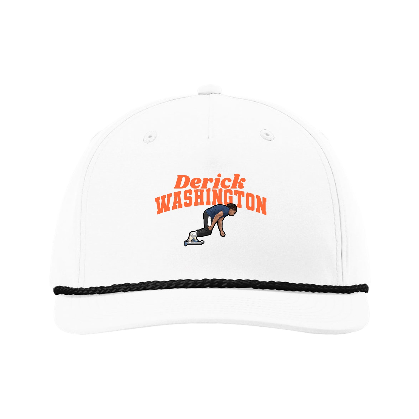 Five-Panel Classic Rope Cap — Signature Arch in White