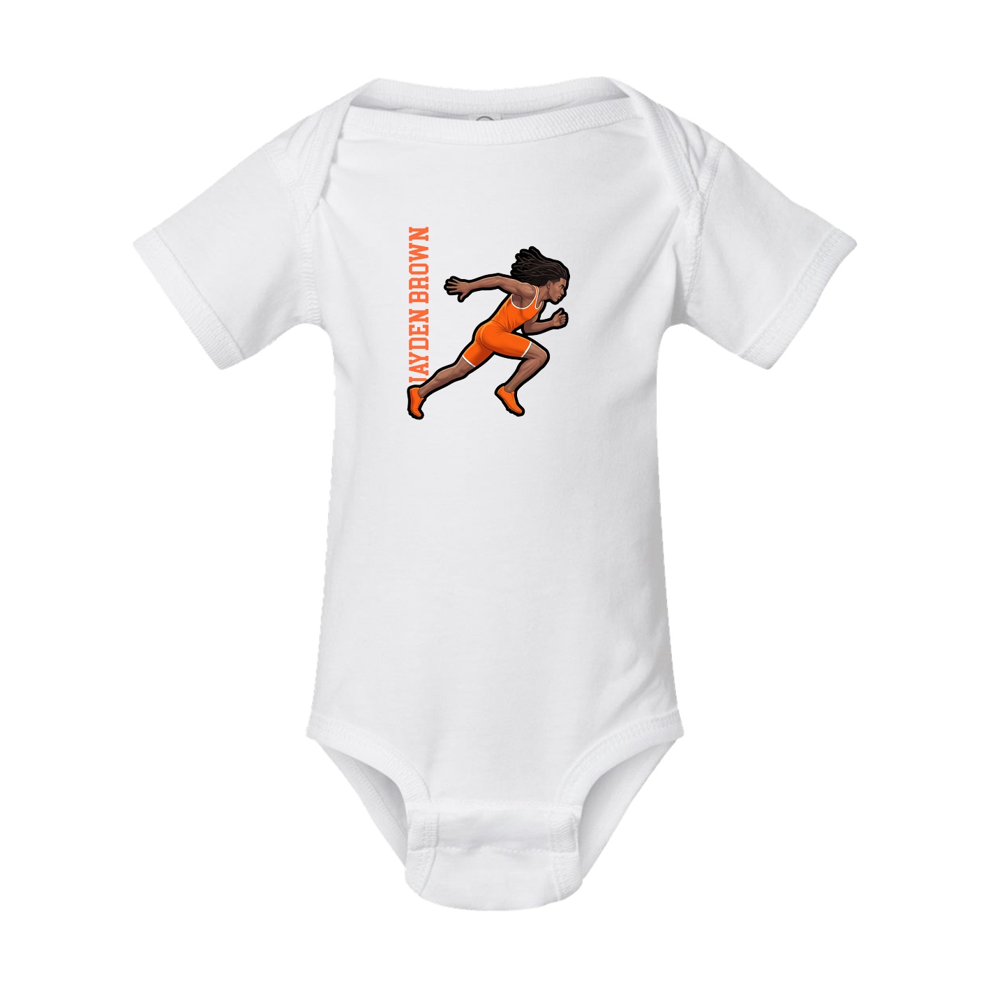 Baby Onesie — Name Vertical in White