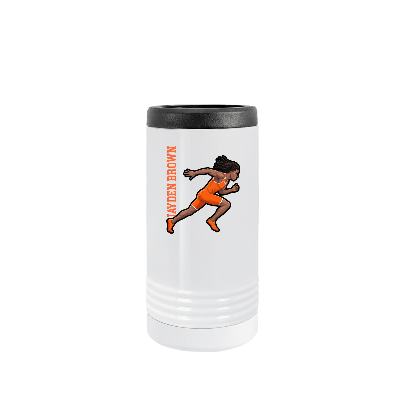 Slim Beverage Holder — Name Vertical in White