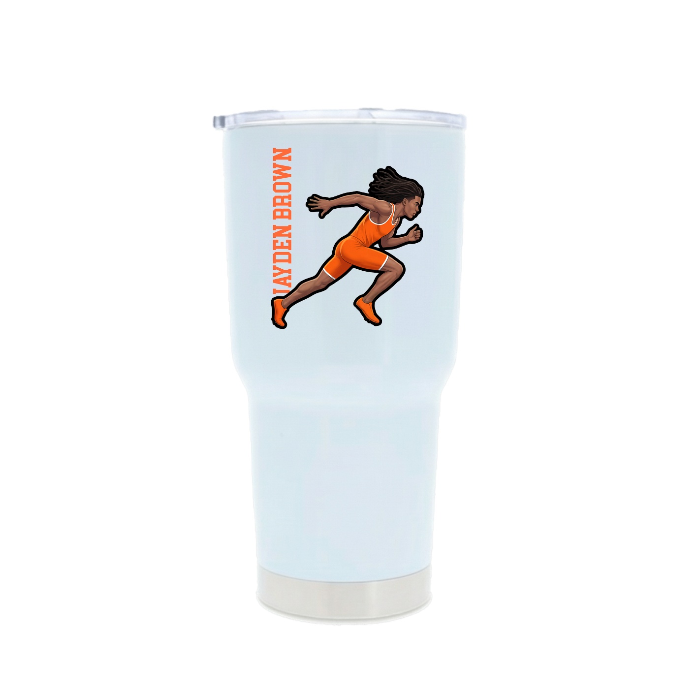 30oz Stainless Steel Tumbler — Name Vertical in White