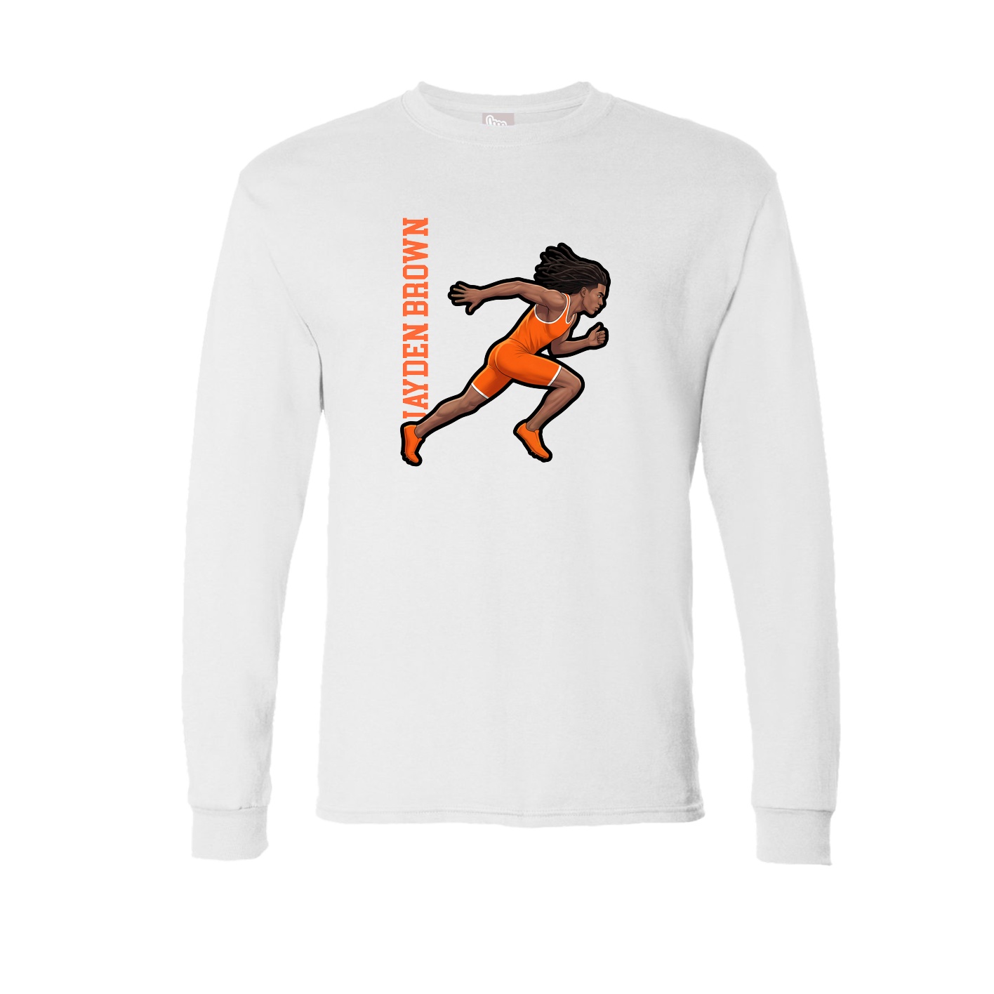 Long Sleeve Tee — Name Vertical in White