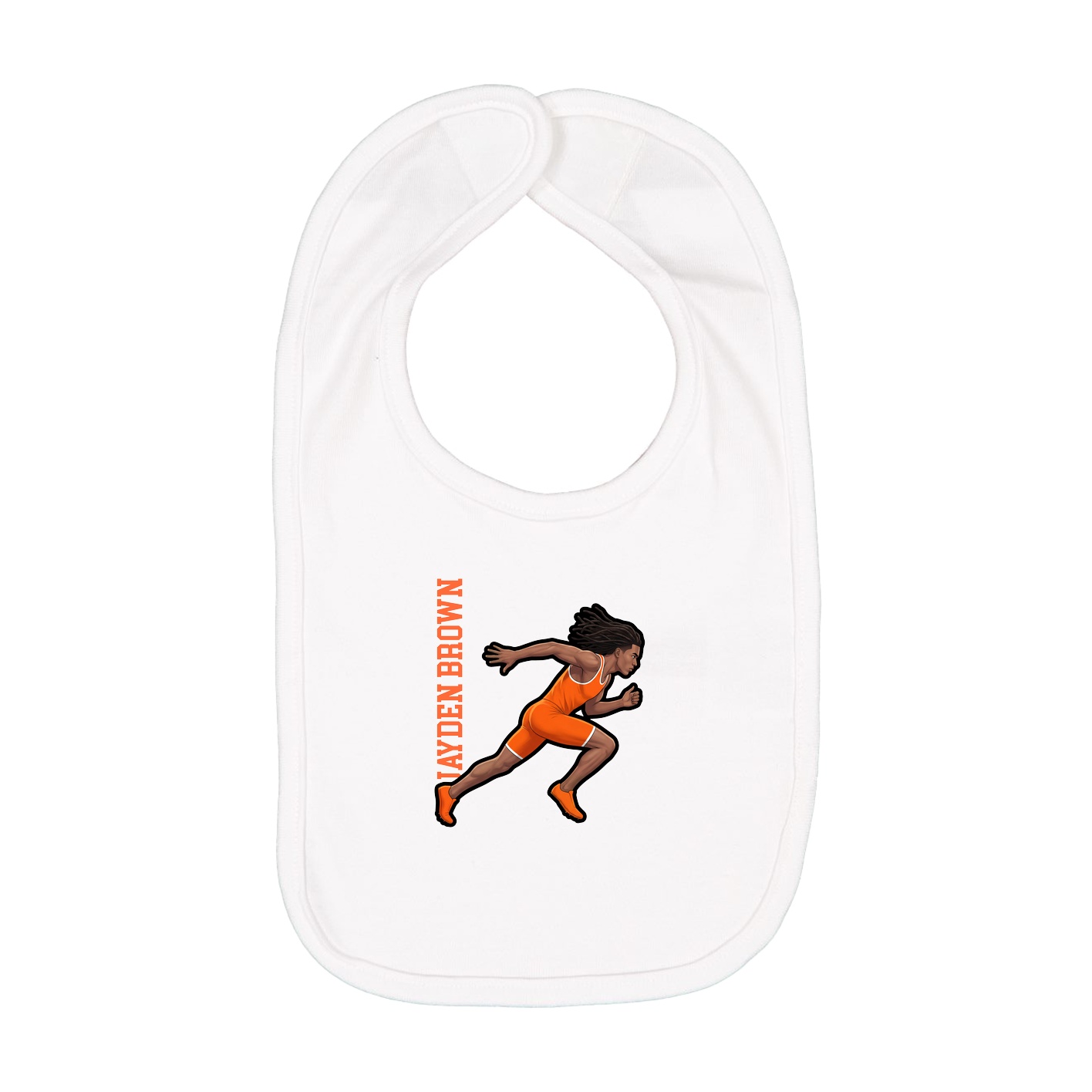 Infant Bib — Name Vertical in White