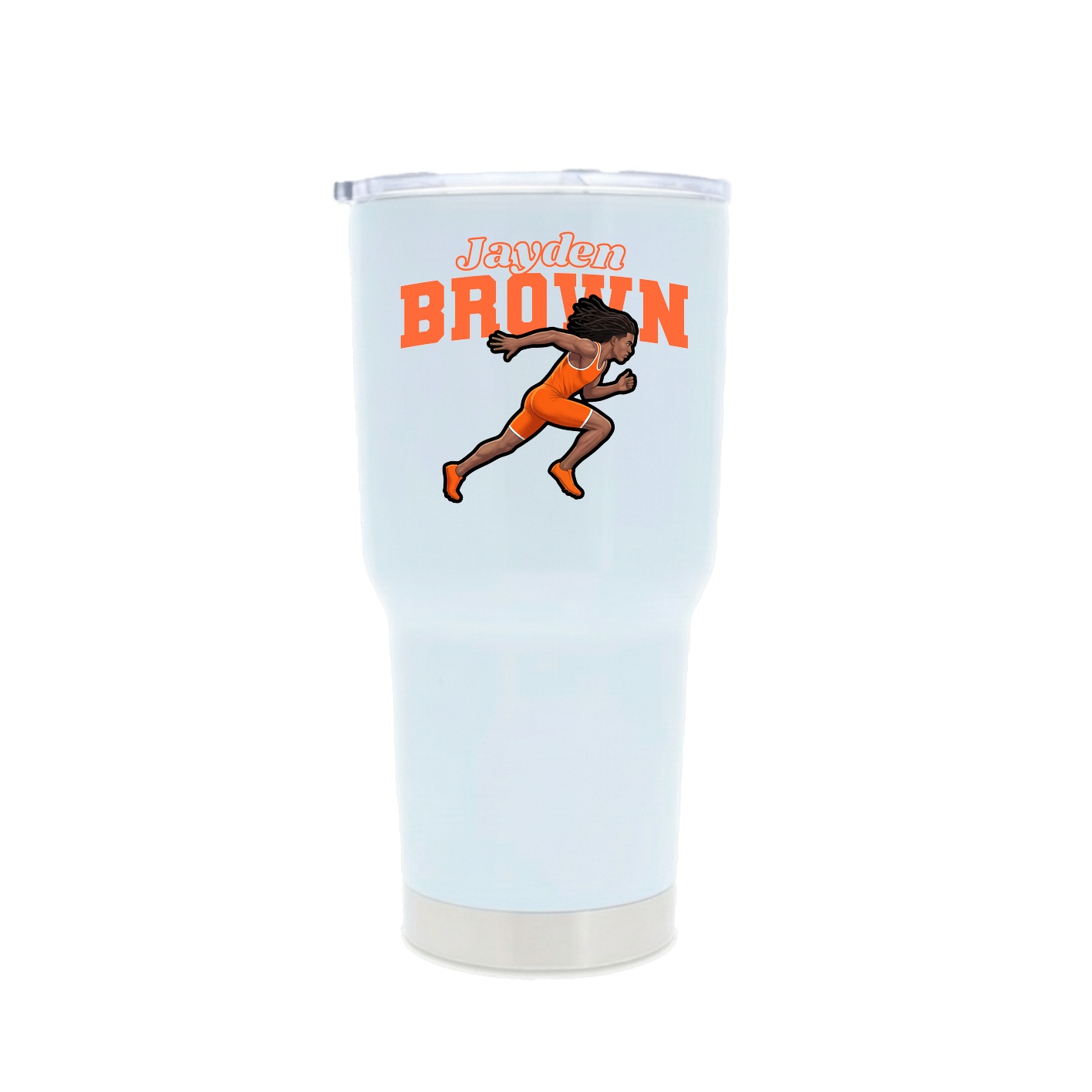 30oz Stainless Steel Tumbler — Name Arch in White