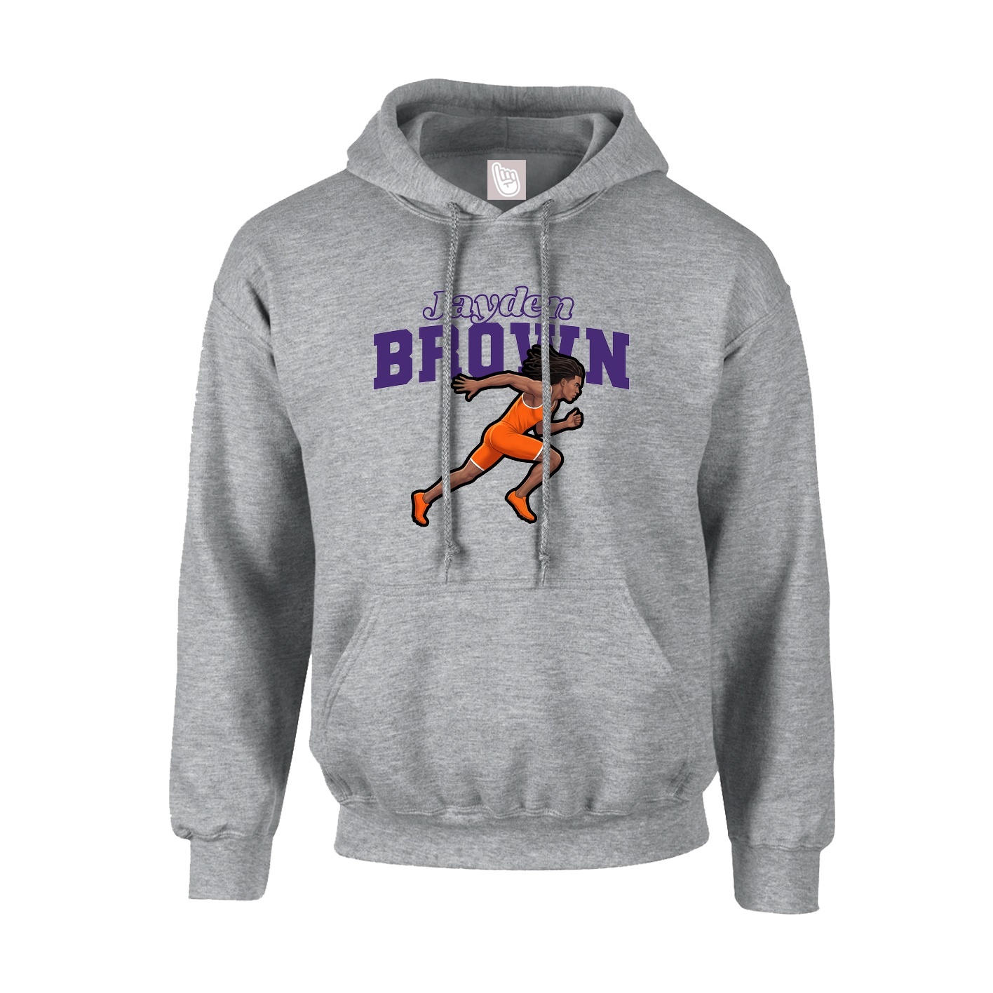 Youth Hoodie — Name Arch in Grey