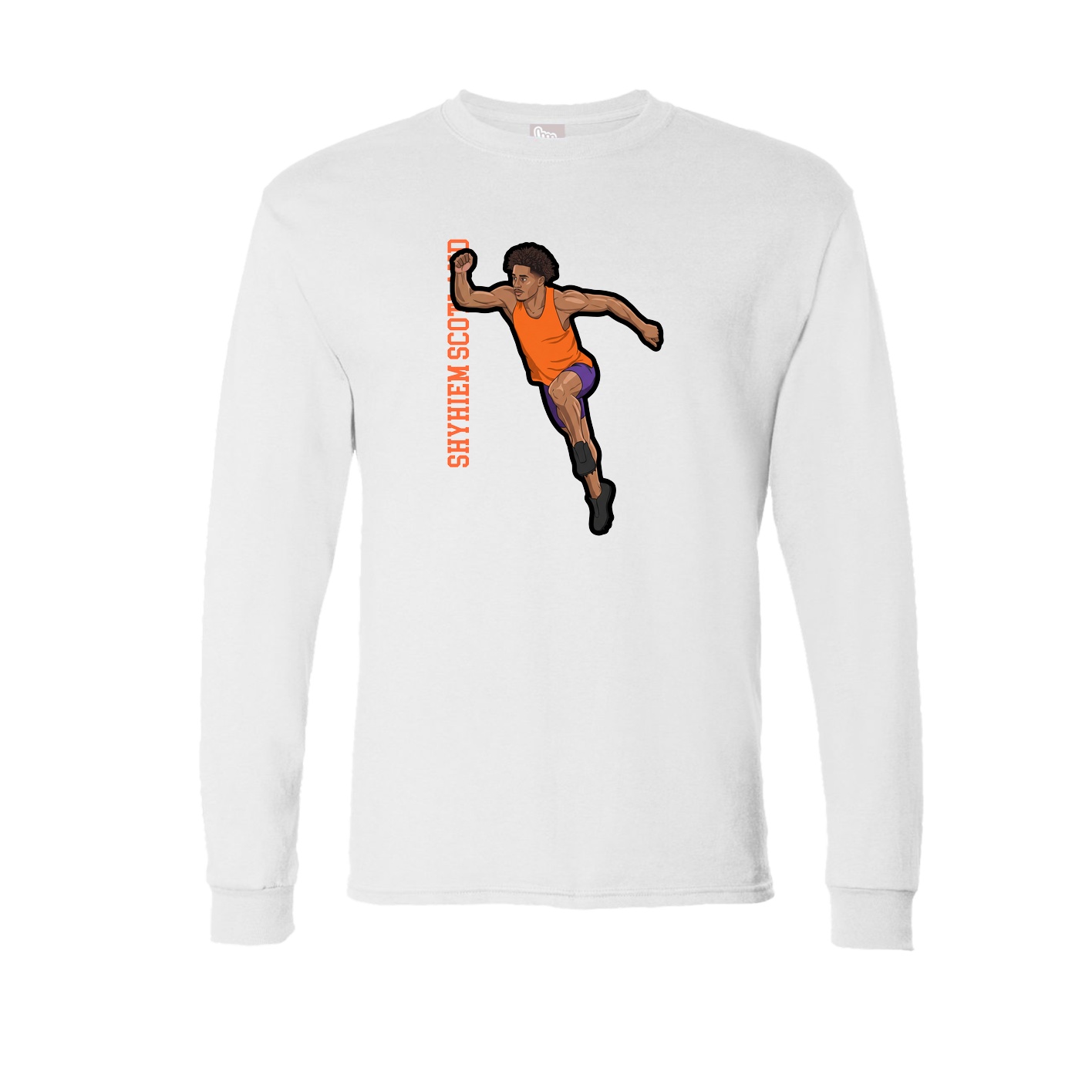 Long Sleeve Tee — Name Vertical in White