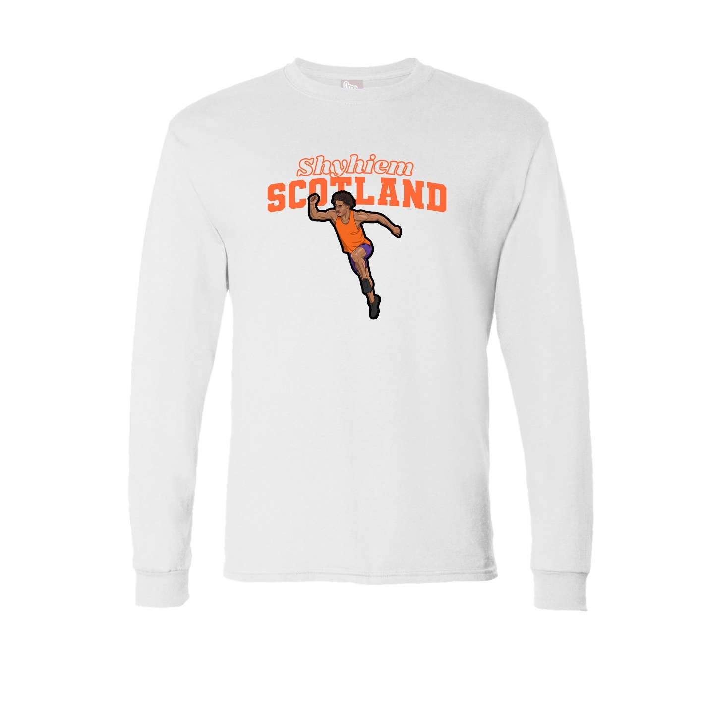 Long Sleeve Tee — Name Arch in White
