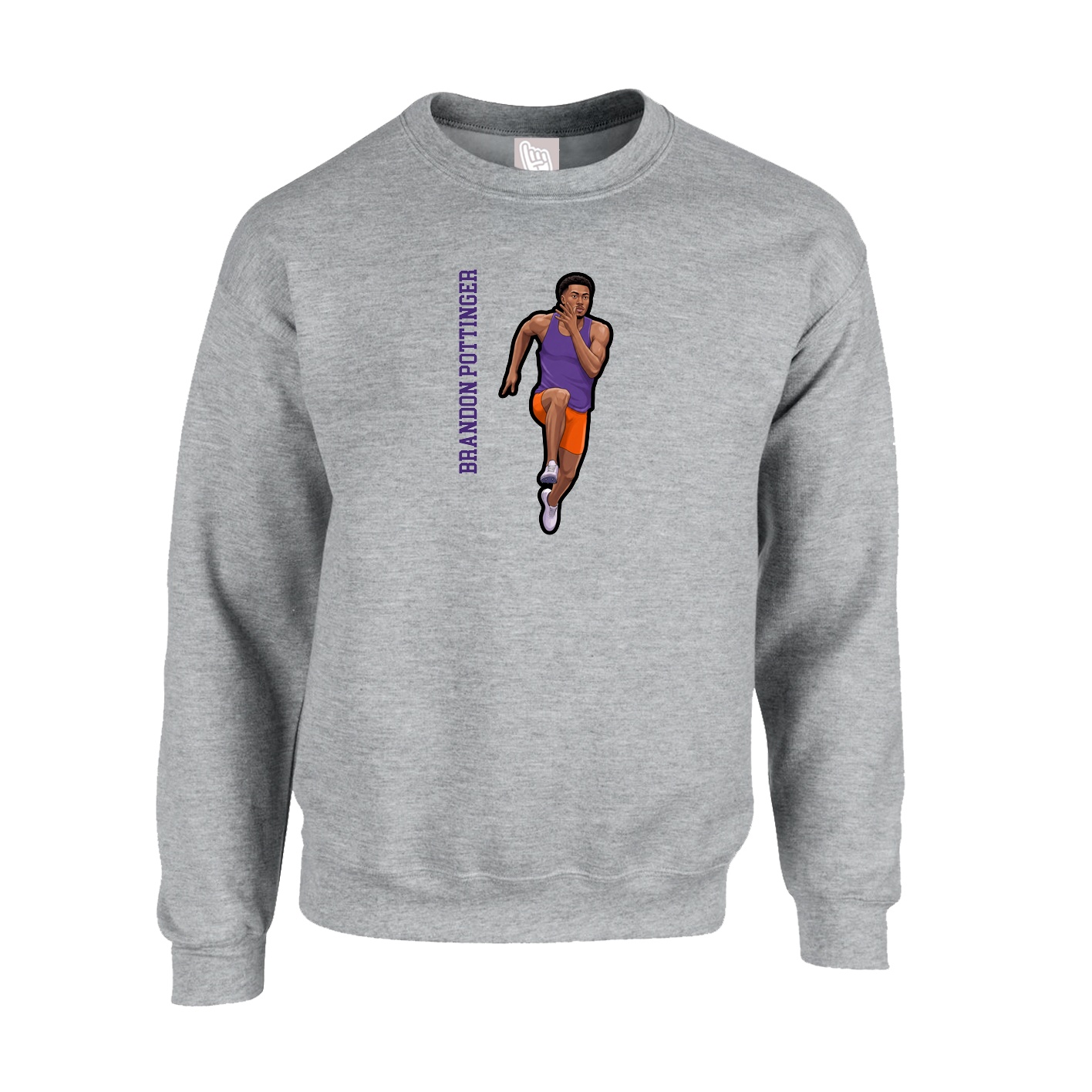 Fleece Crew — Name Vertical in Grey