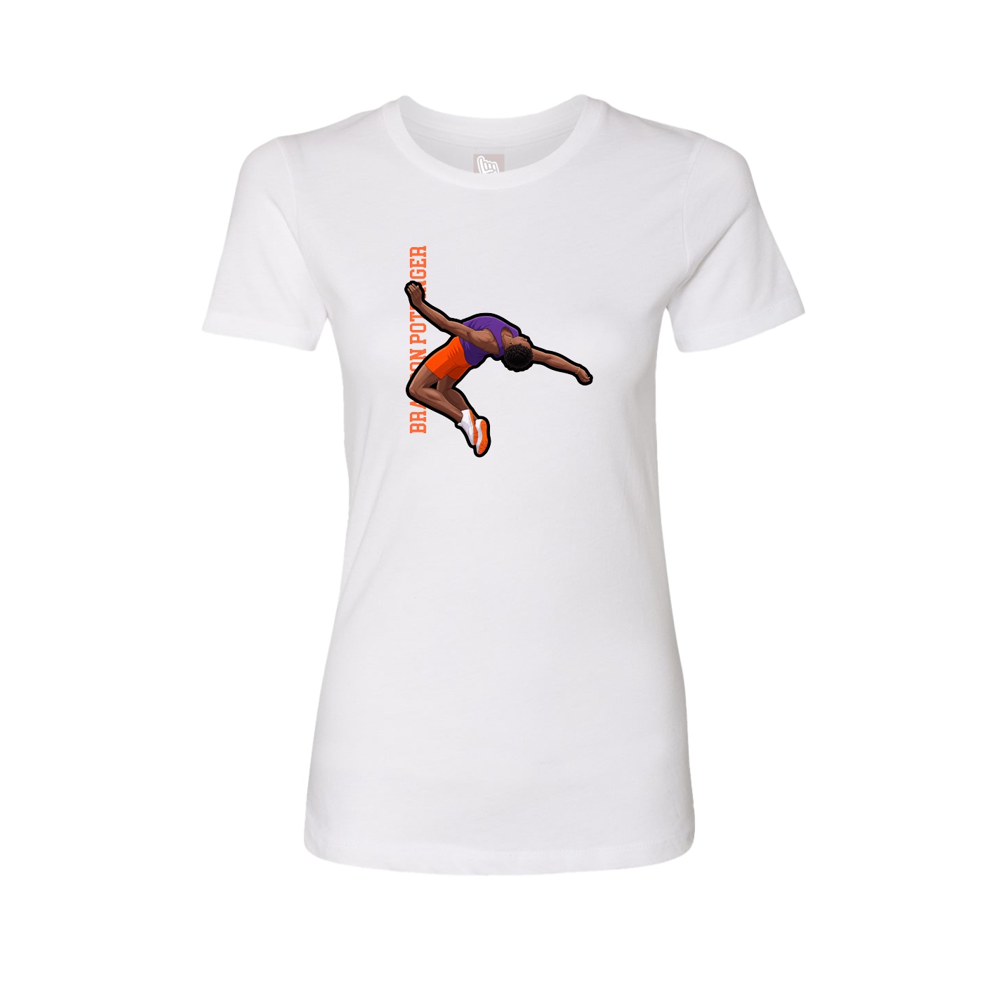 Fitted Women's Tee — Name Vertical in White