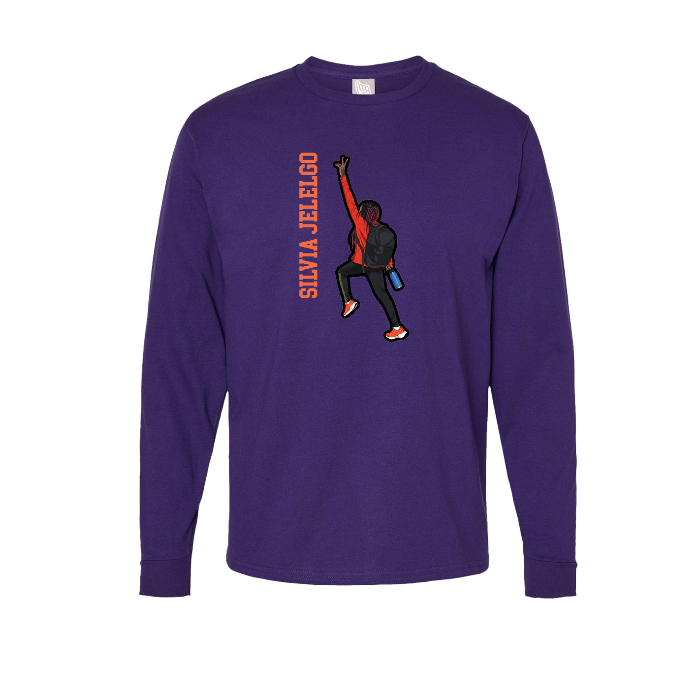 Long Sleeve Tee — Name Vertical in Purple