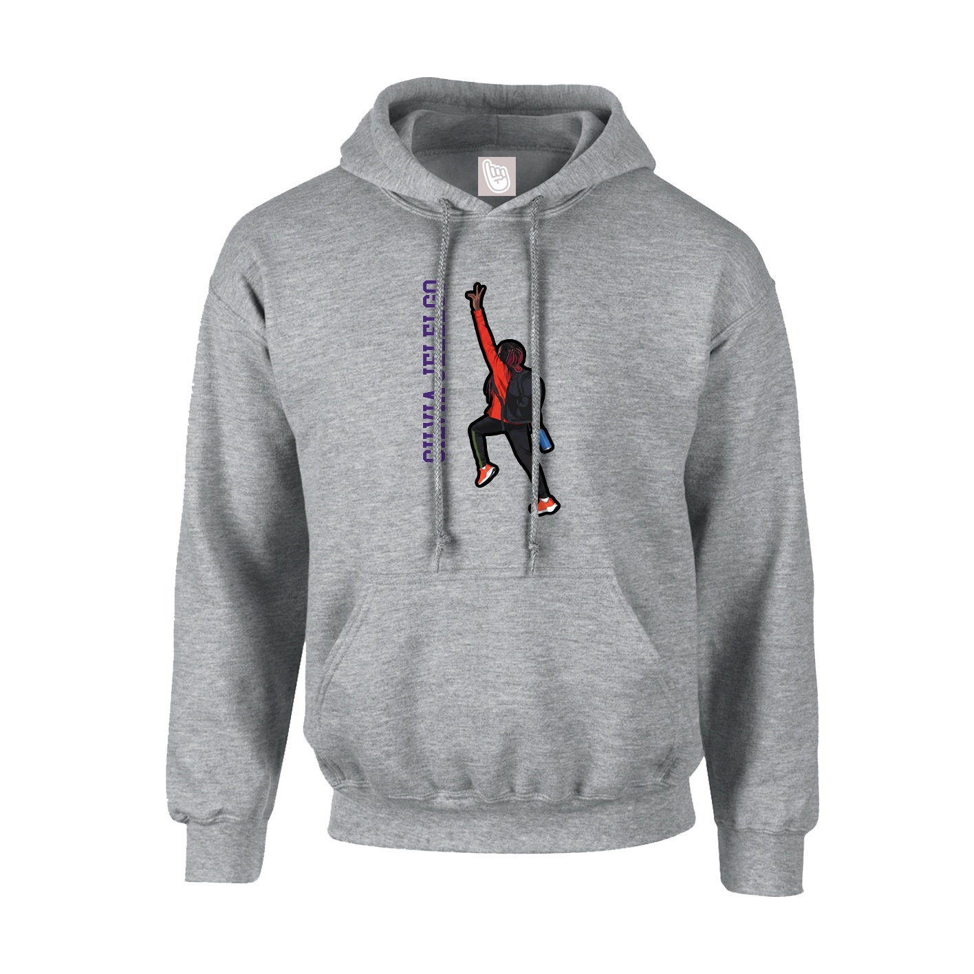 Hoodie — Name Vertical in Grey