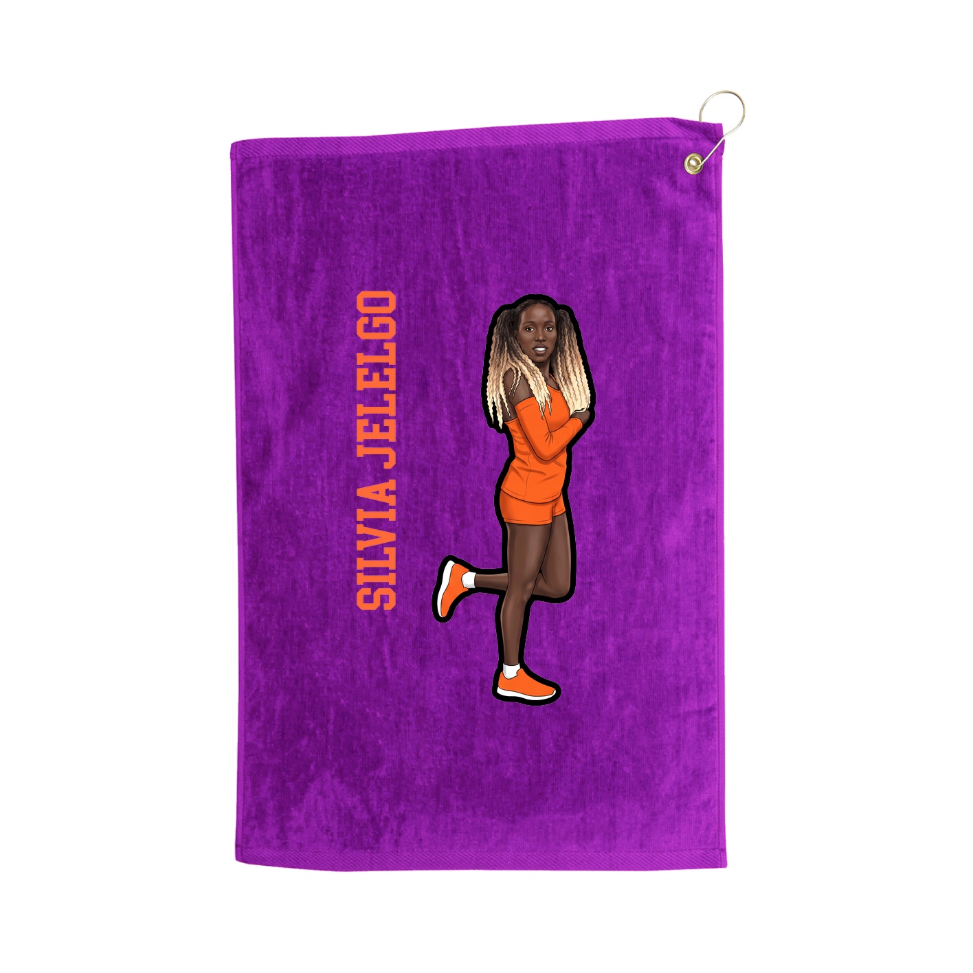 Golf Towel — Name Vertical in Purple