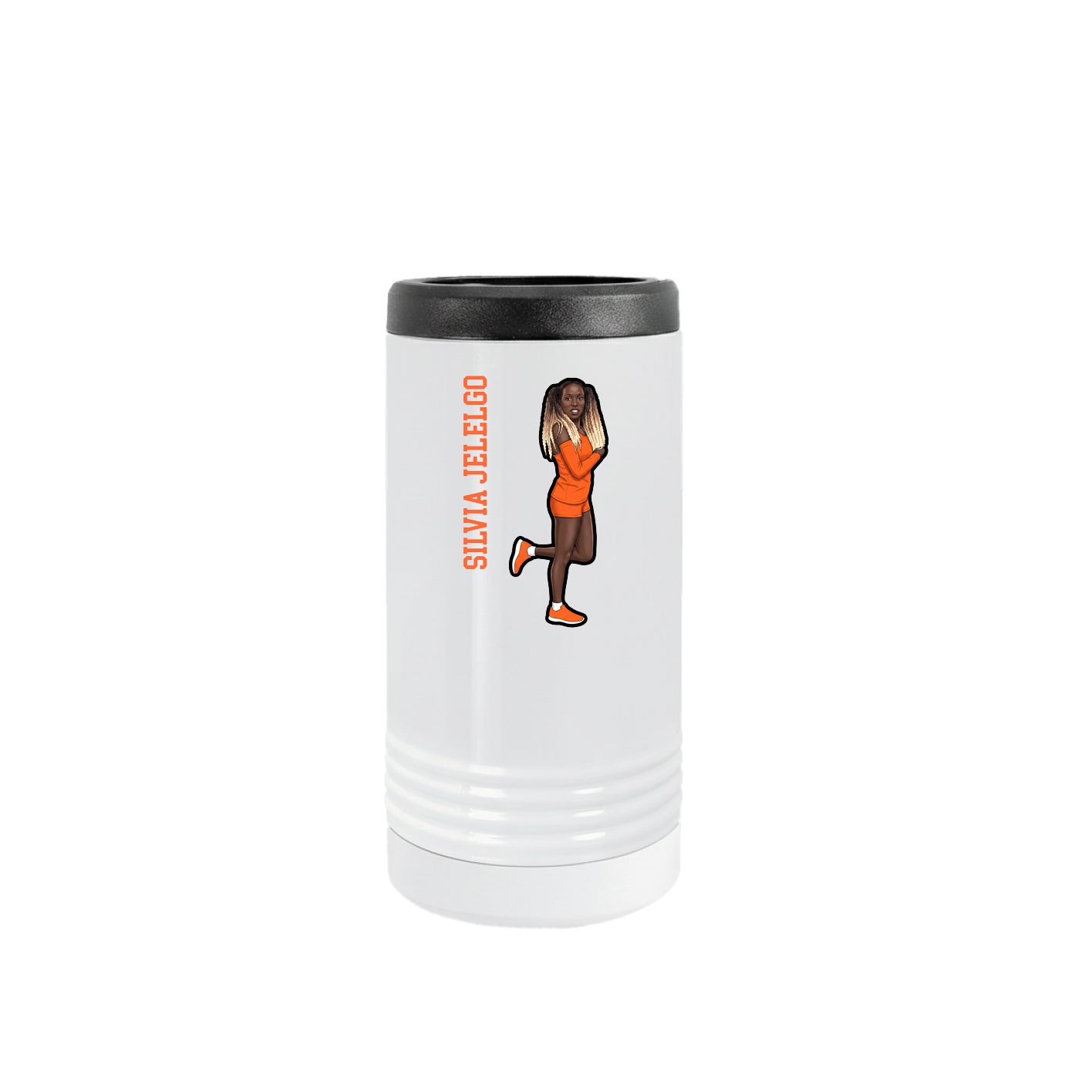 Slim Beverage Holder — Name Vertical in White