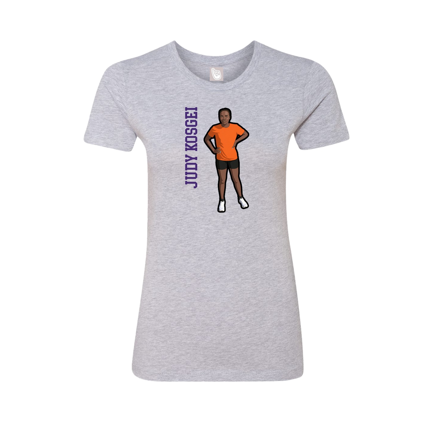 Fitted Women's Tee — Name Vertical in Grey