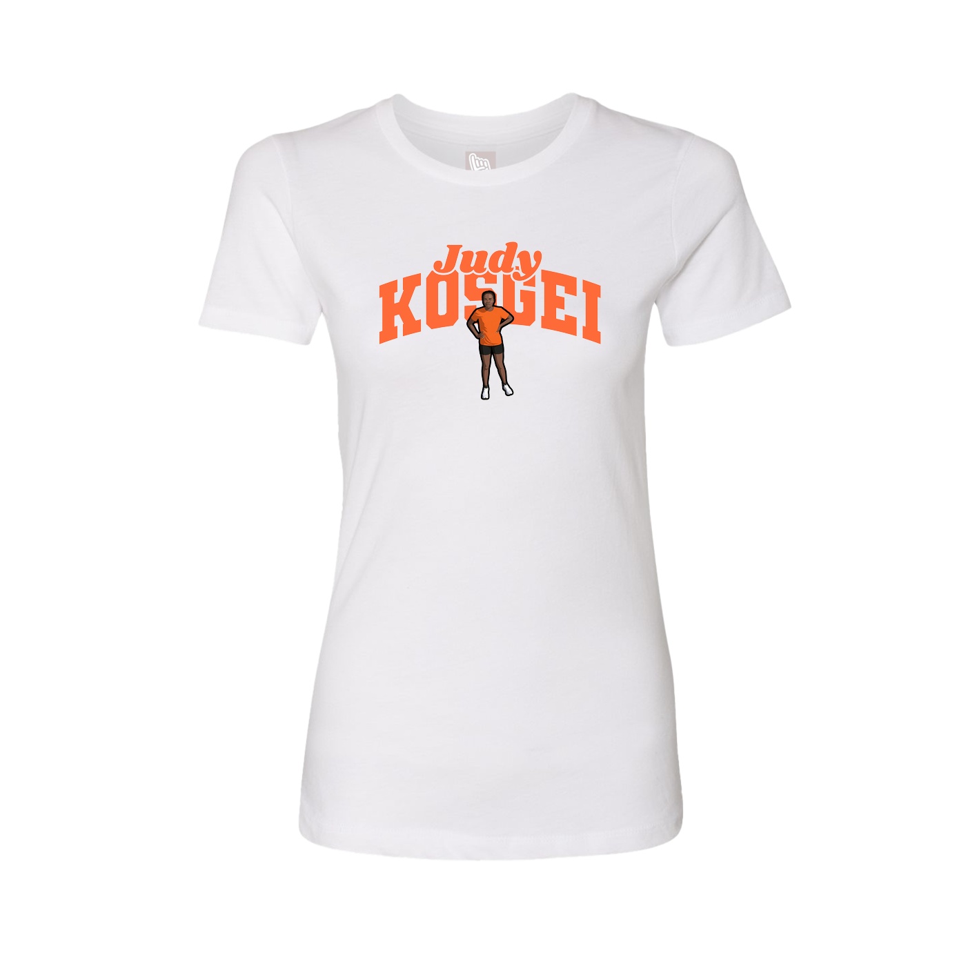 Fitted Women's Tee — Signature Arch in White