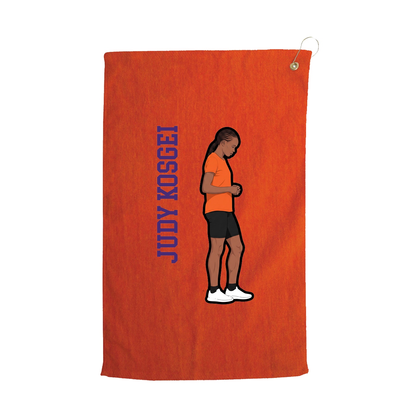 Golf Towel — Name Vertical in Orange
