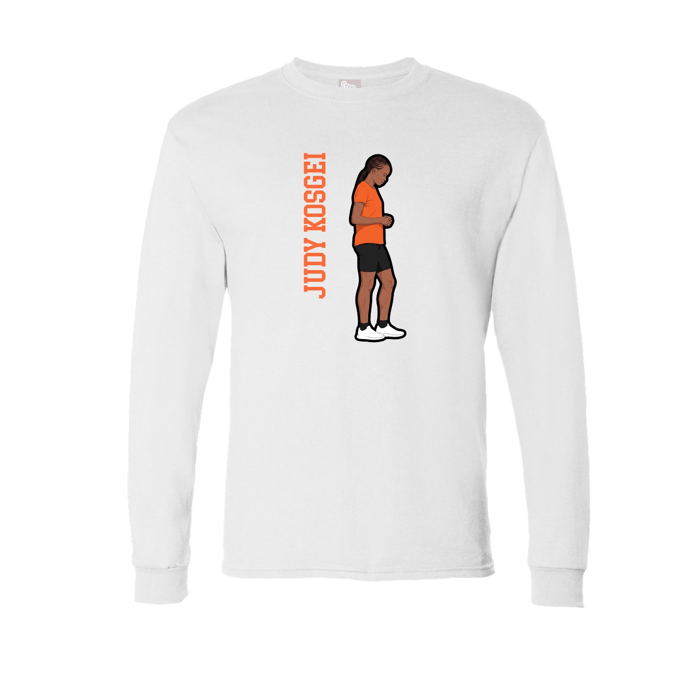 Long Sleeve Tee — Name Vertical in White