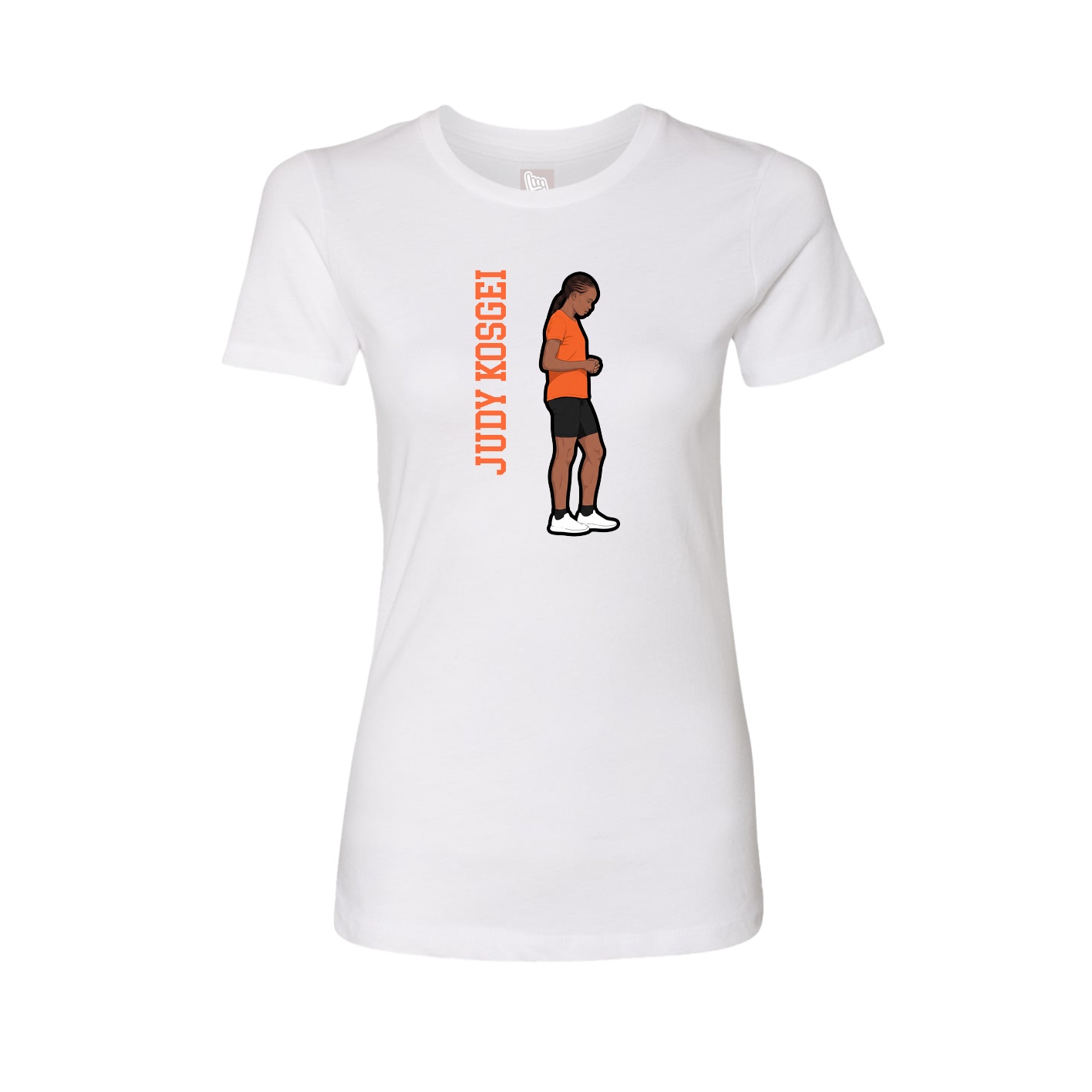 Fitted Women's Tee — Name Vertical in White