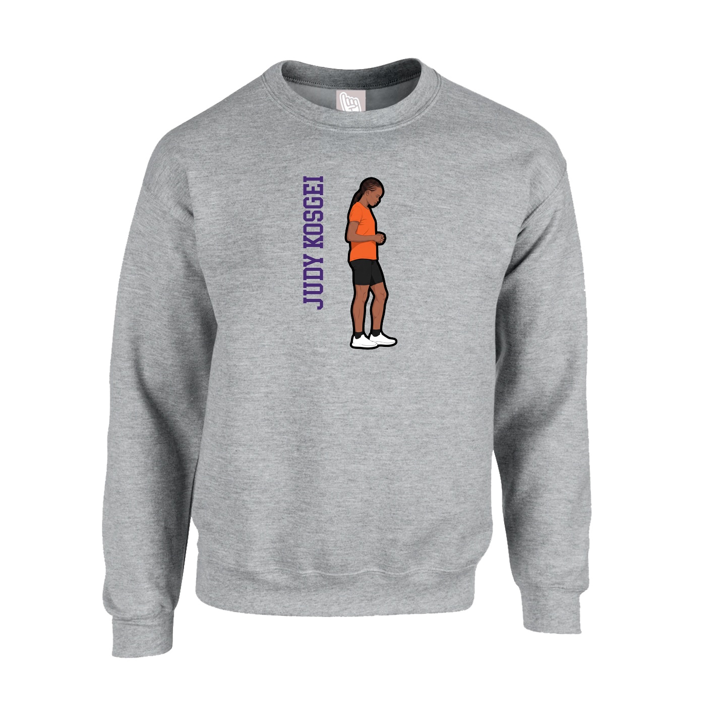 Fleece Crew — Name Vertical in Grey