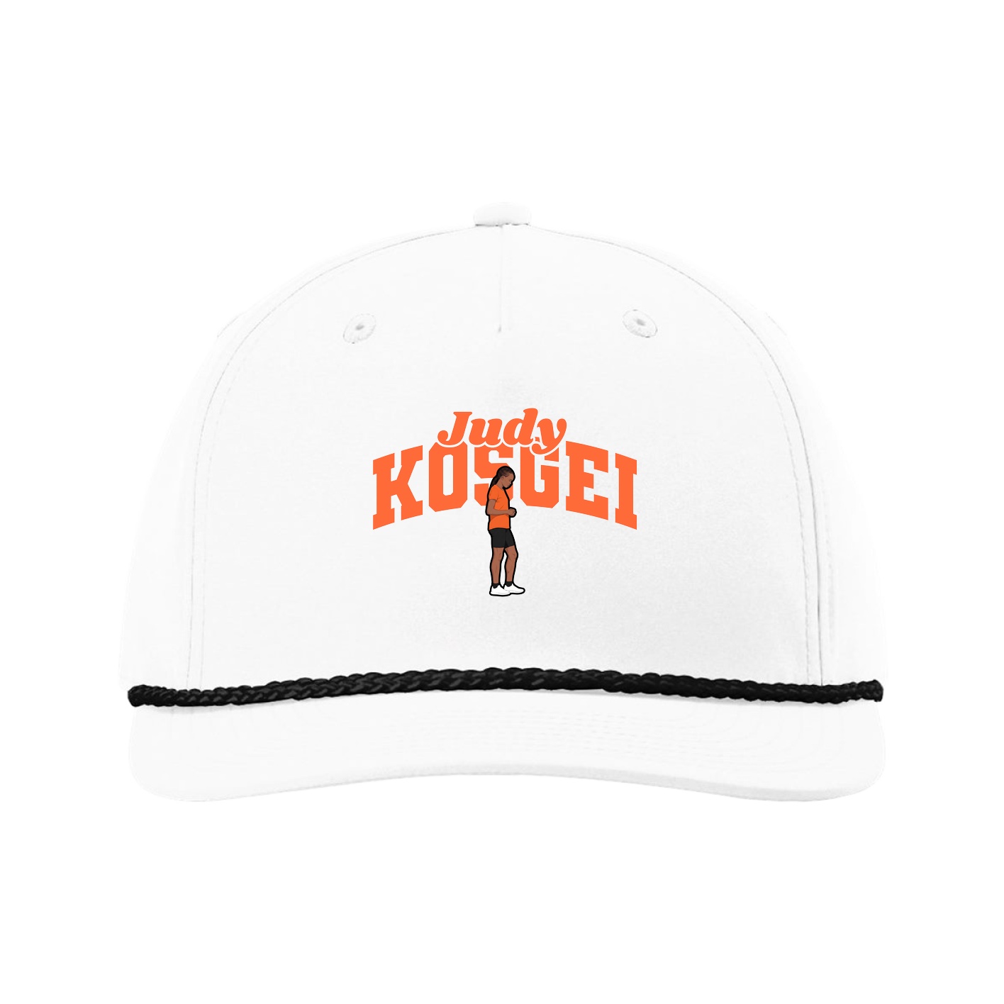 Five-Panel Classic Rope Cap — Signature Arch in White
