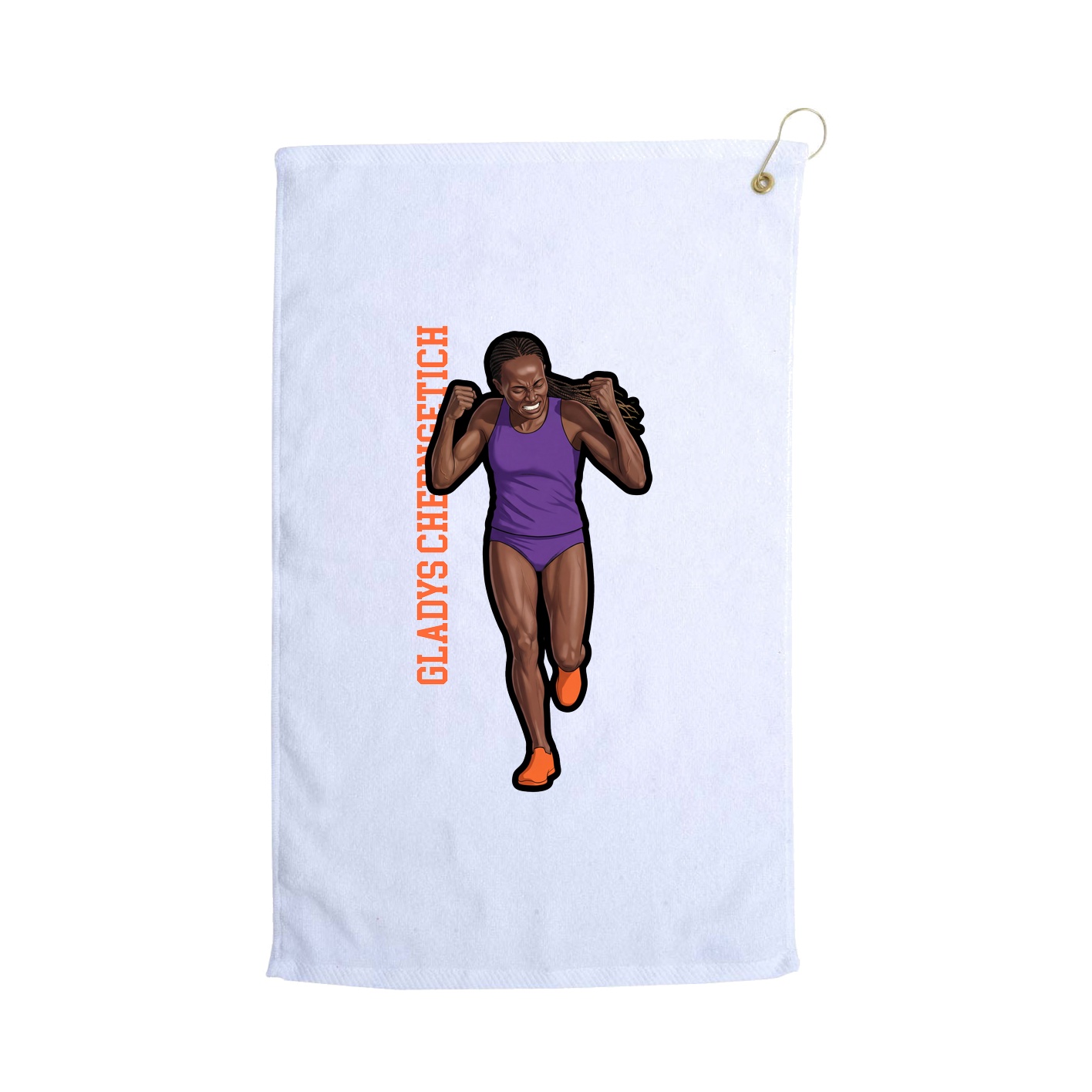 Golf Towel — Name Vertical in White