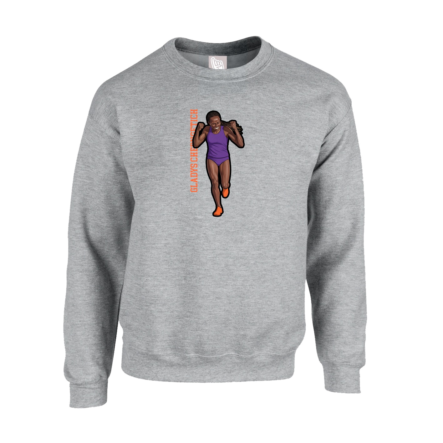 Fleece Crew — Name Vertical in Grey