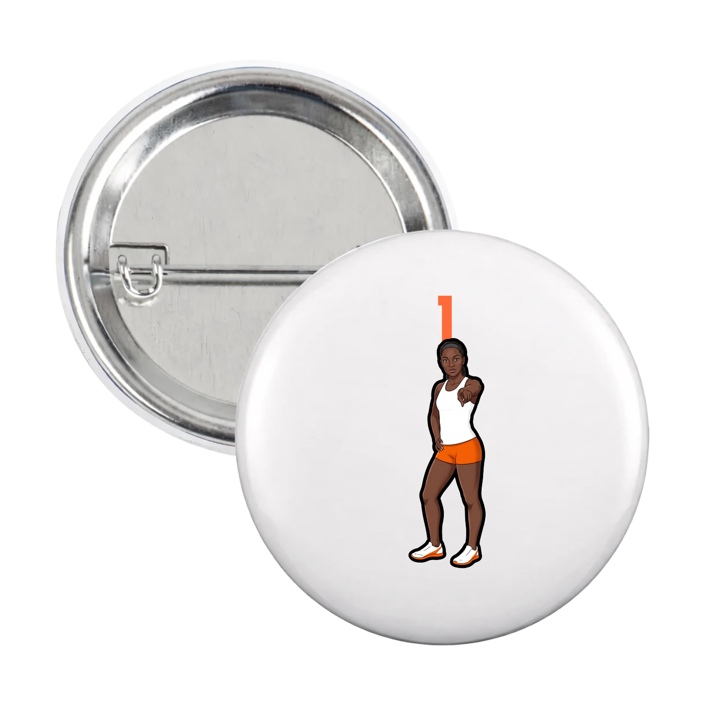 Game Day Button — Number Top in White