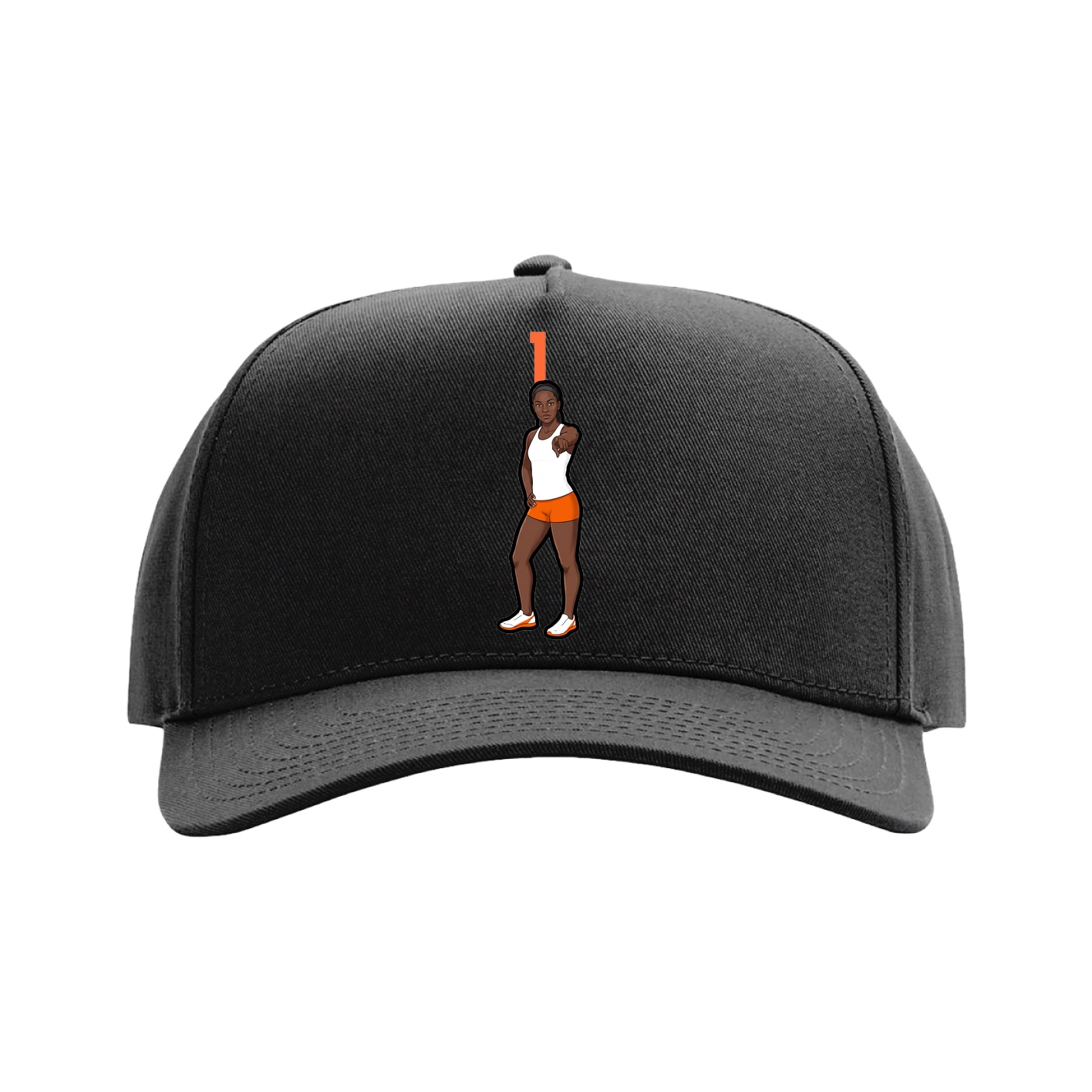 Full Fabric Five-Panel Champ Cap — Number Top in Black