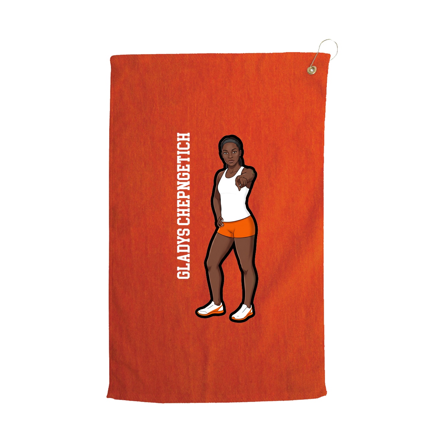 Golf Towel — Name Vertical in Orange