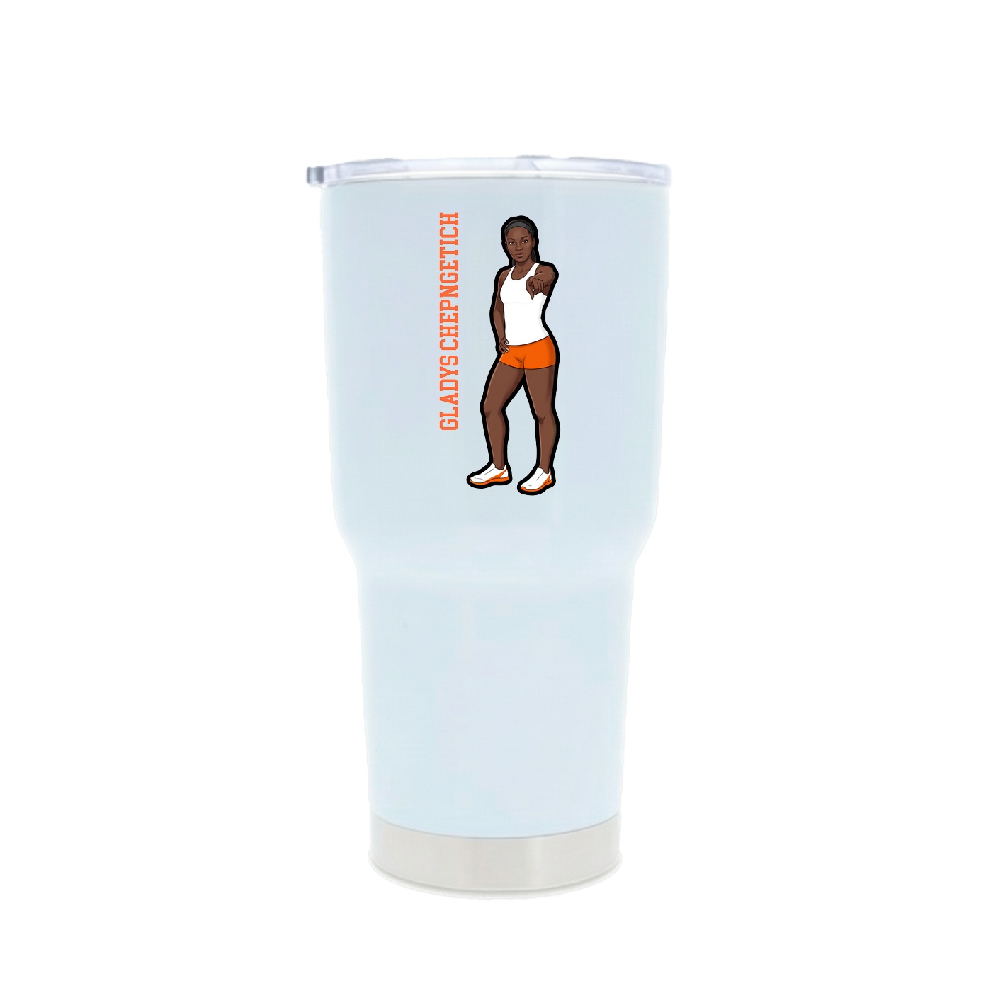 30oz Stainless Steel Tumbler — Name Vertical in White