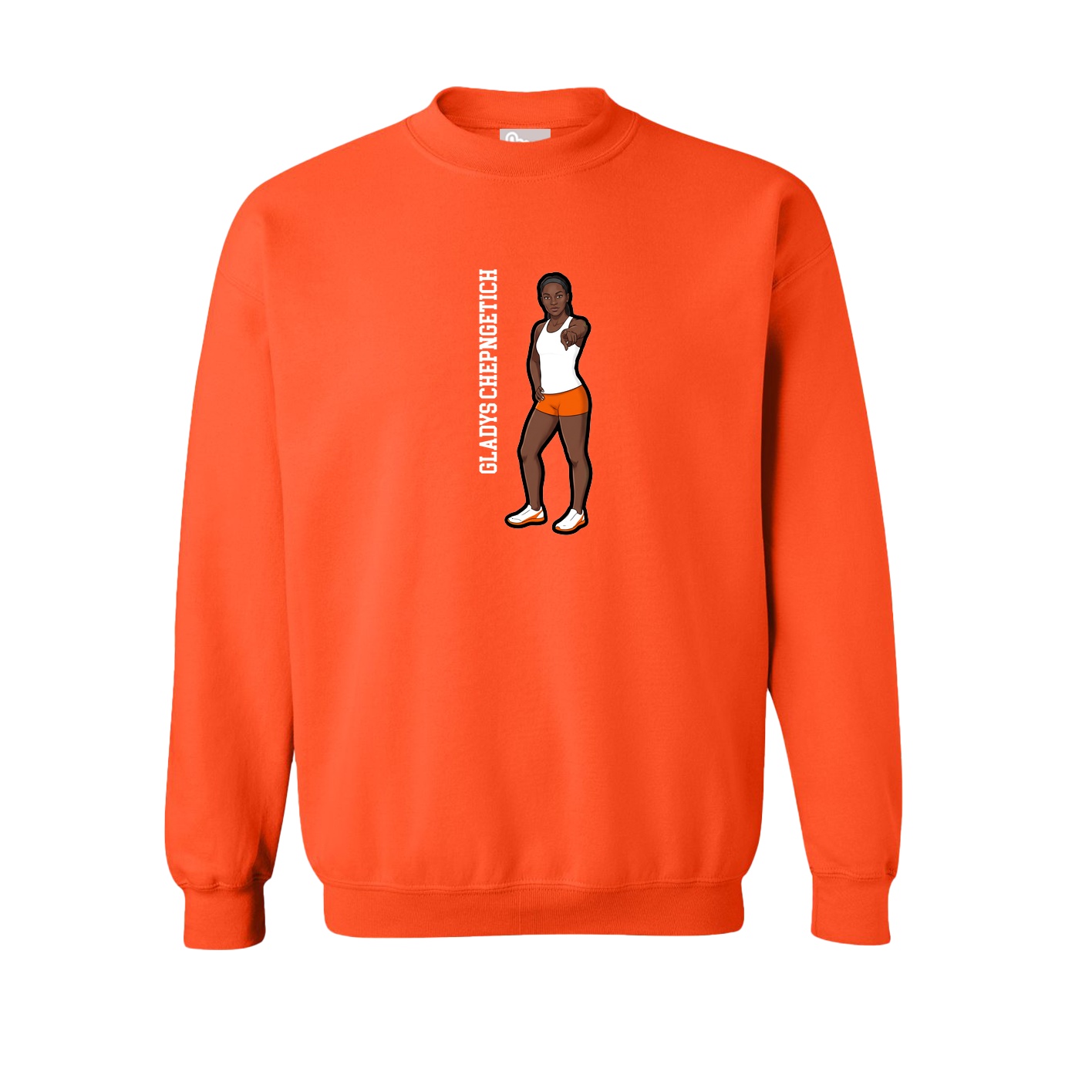 Fleece Crew — Name Vertical in Orange