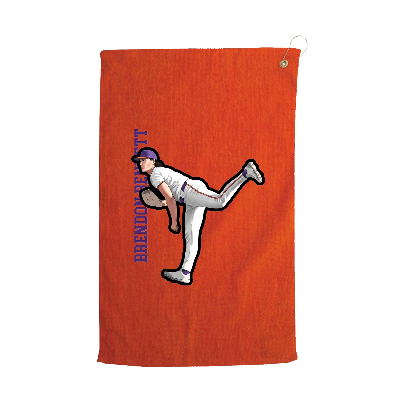 Golf Towel — Name Vertical in Orange